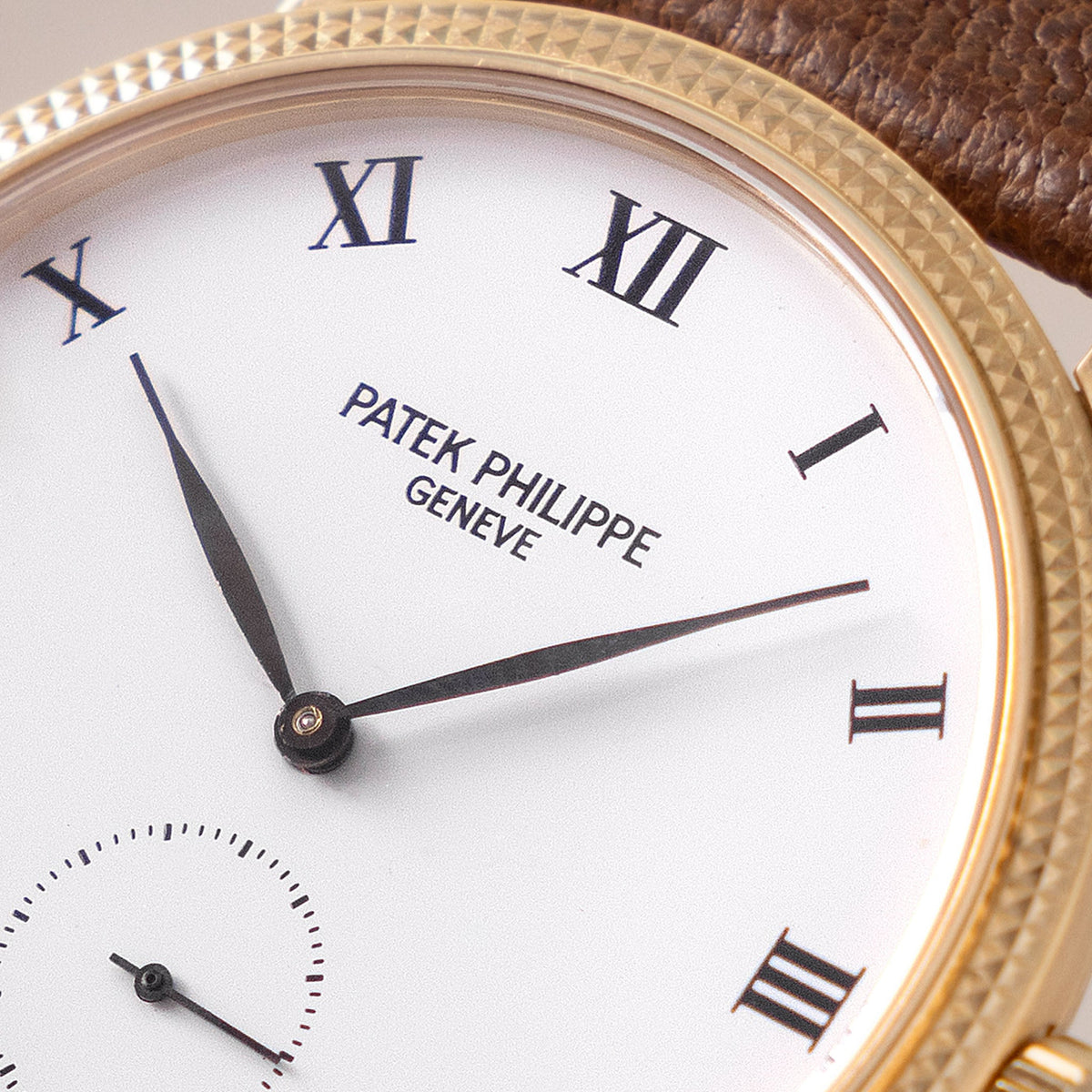 Patek Philippe Calatrava 3919J Porcelain Dial 18k Yellow Gold Clous de Paris