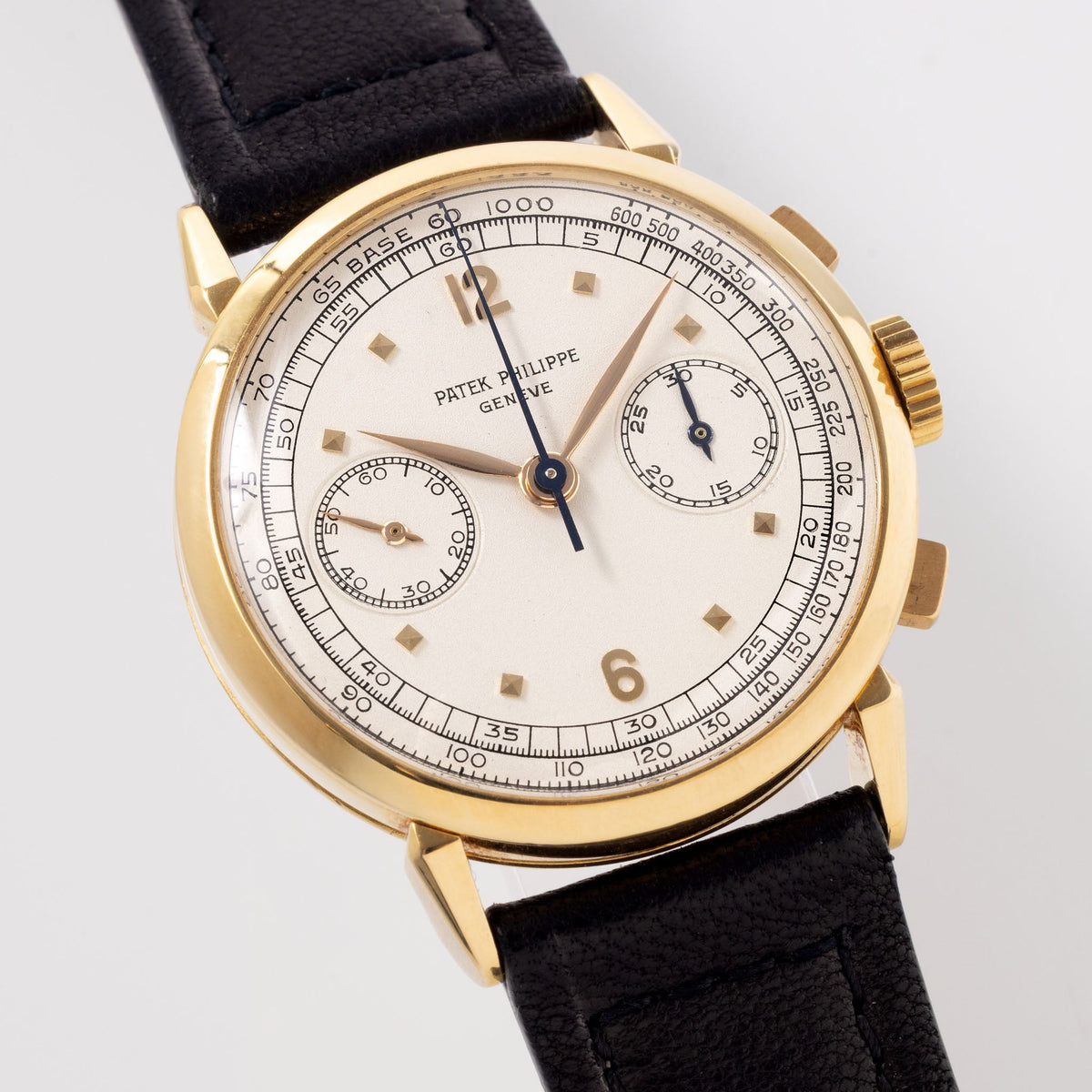 Patek Philippe Chronograph 1579J Second Series Silvered Dial in 18k Yellow Gold with Extract of the Archives