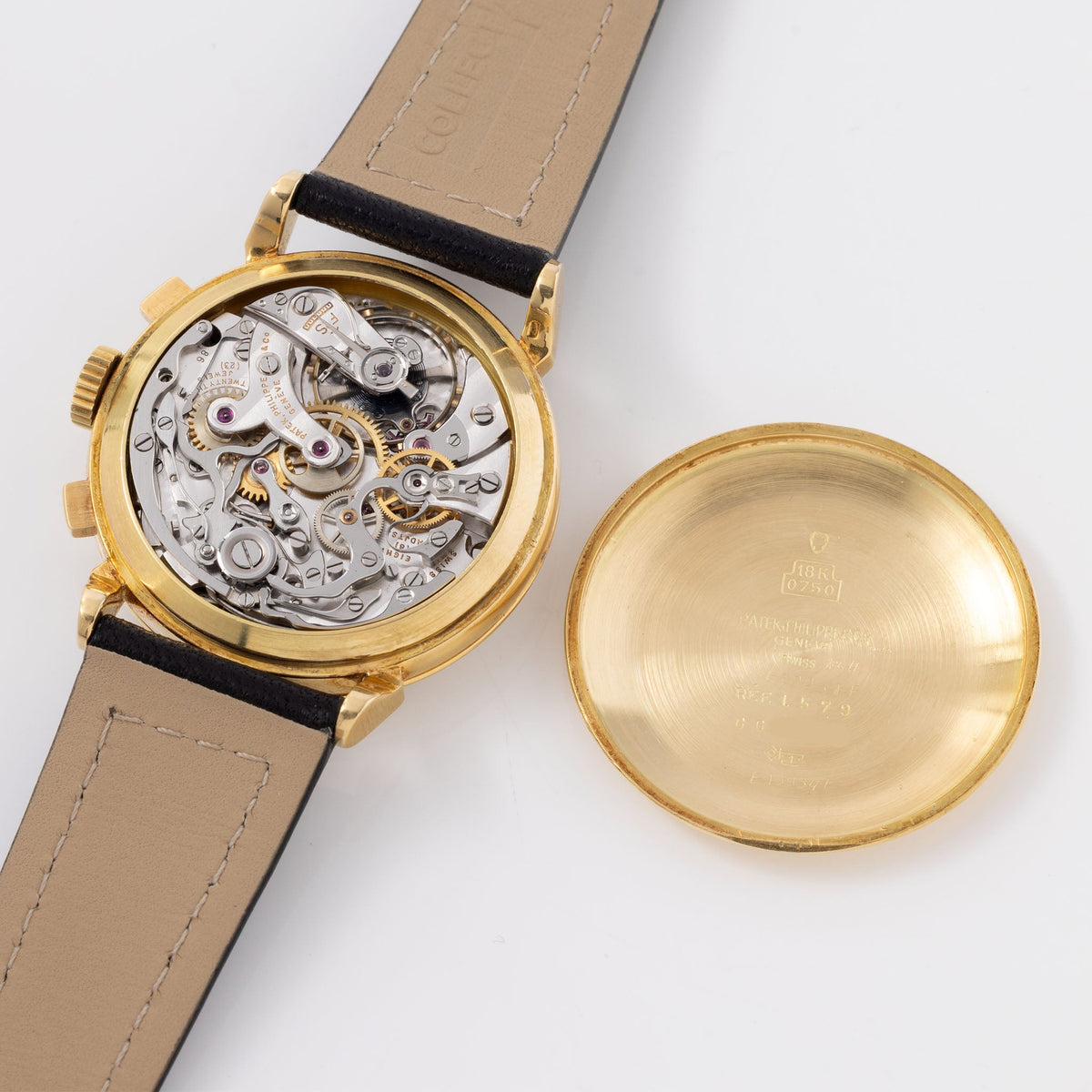 Patek Philippe Chronograph 1579J Second Series Silvered Dial in 18k Yellow Gold with Extract of the Archives