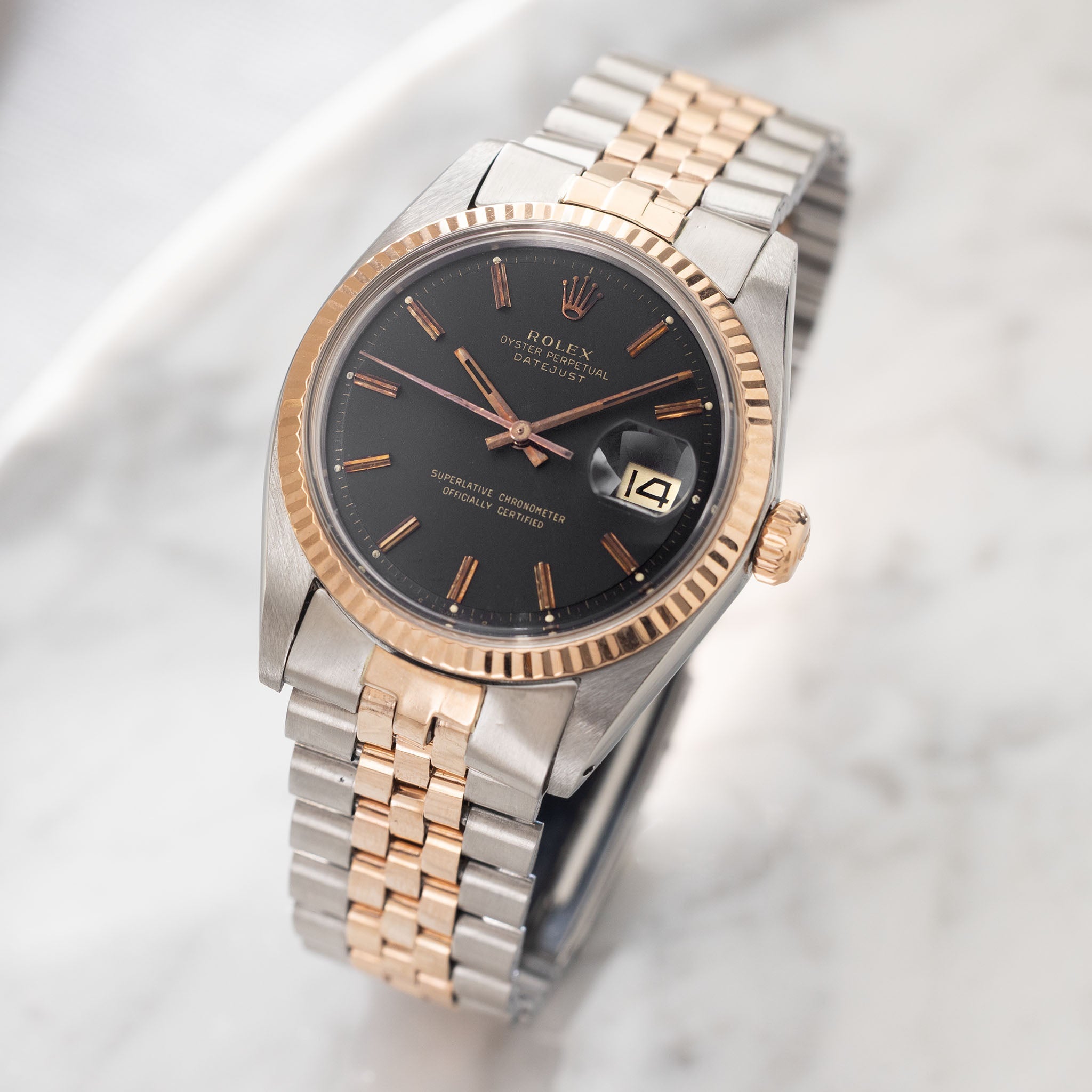 Rolex Datejust 1601 Steel and Rose Gold Black Sigma Dial