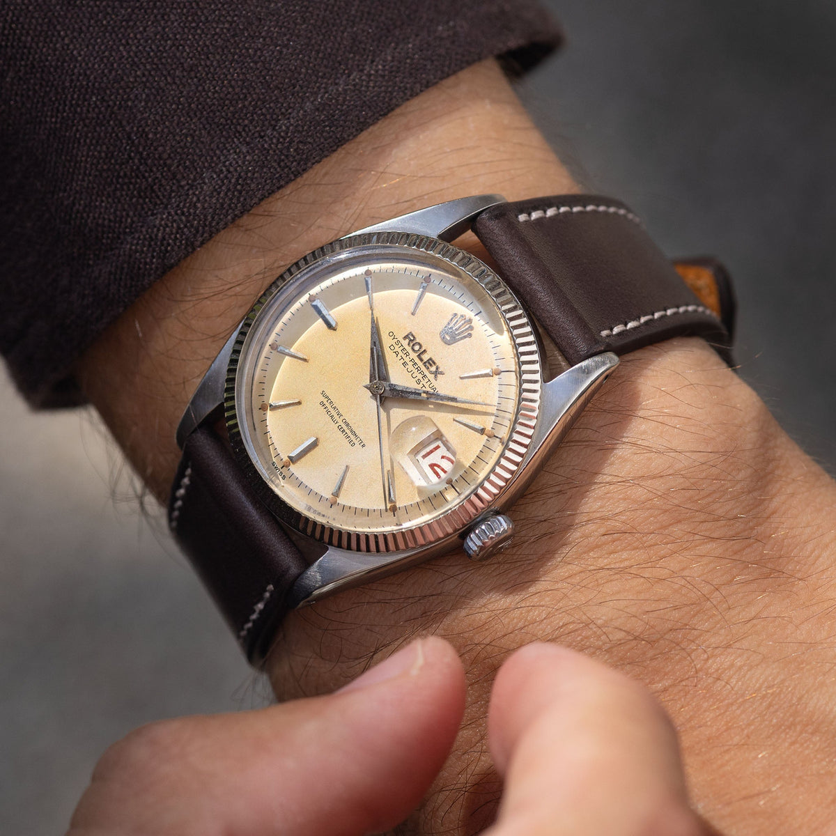 Rolex Datejust 6605 Cream Swiss Only Dial Roulette Date
