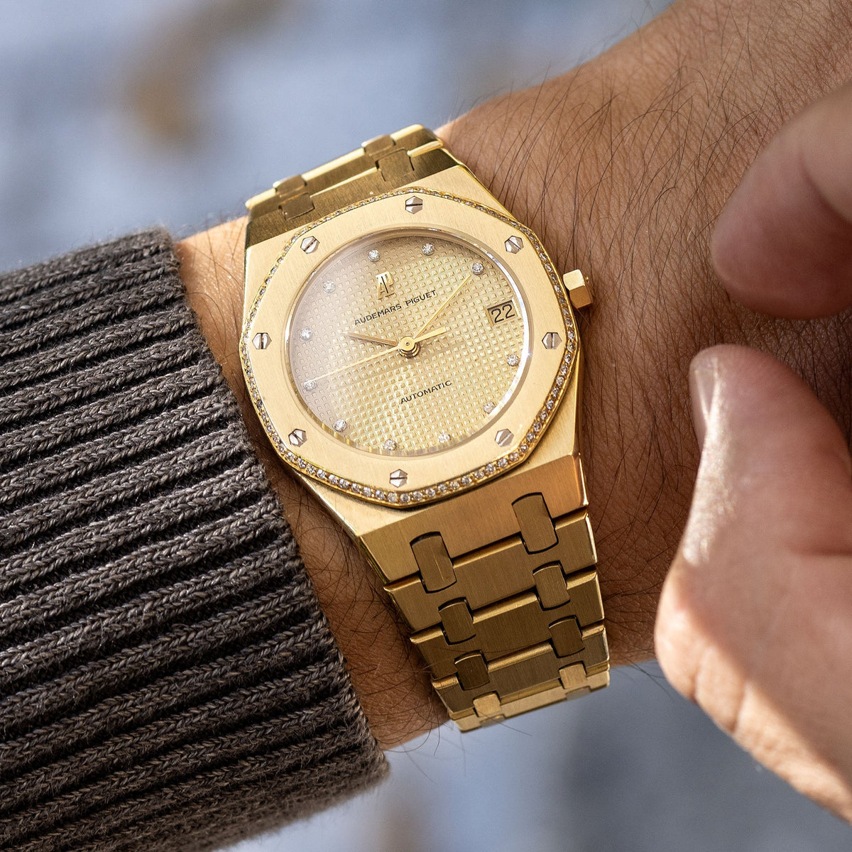 Audemars Piguet Royal Oak ref. 4153/477BA Brilliant Cut Diamond Bezel and Dial with Box and Certificate of Origin
