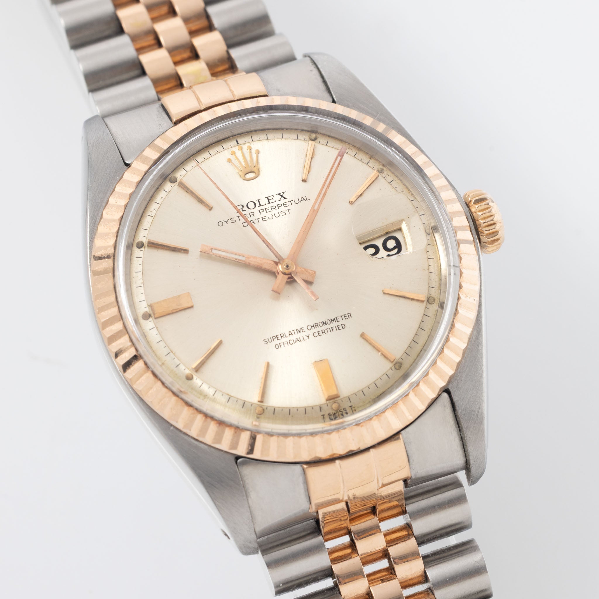 Rolex Datejust 1601 in Steel and Rose Gold Silver Dial