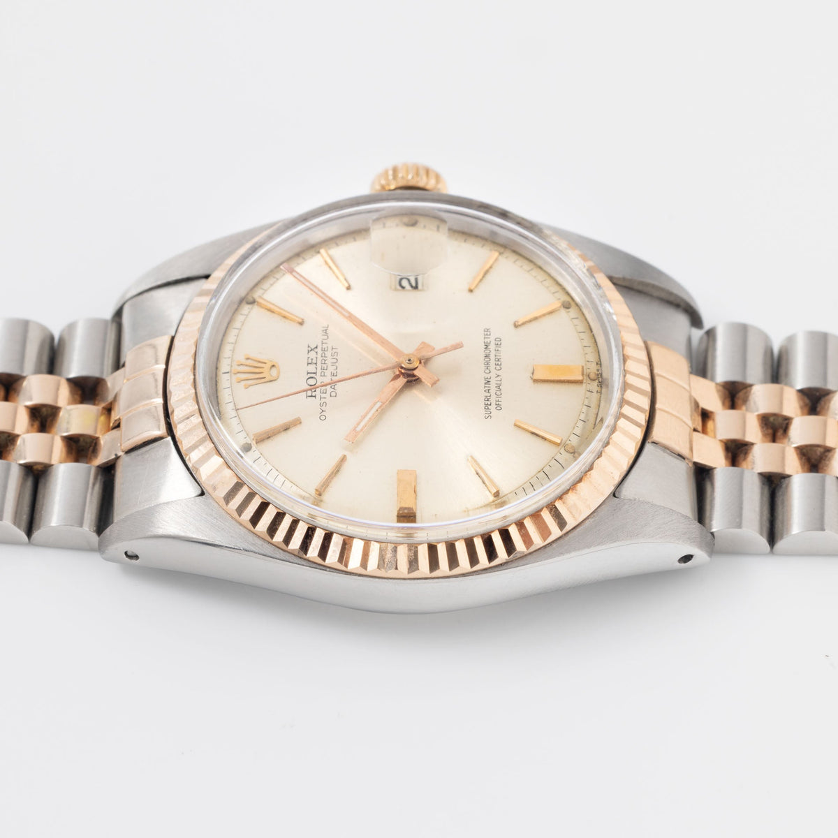 Rolex Datejust 1601 in Steel and Rose Gold Silver Dial
