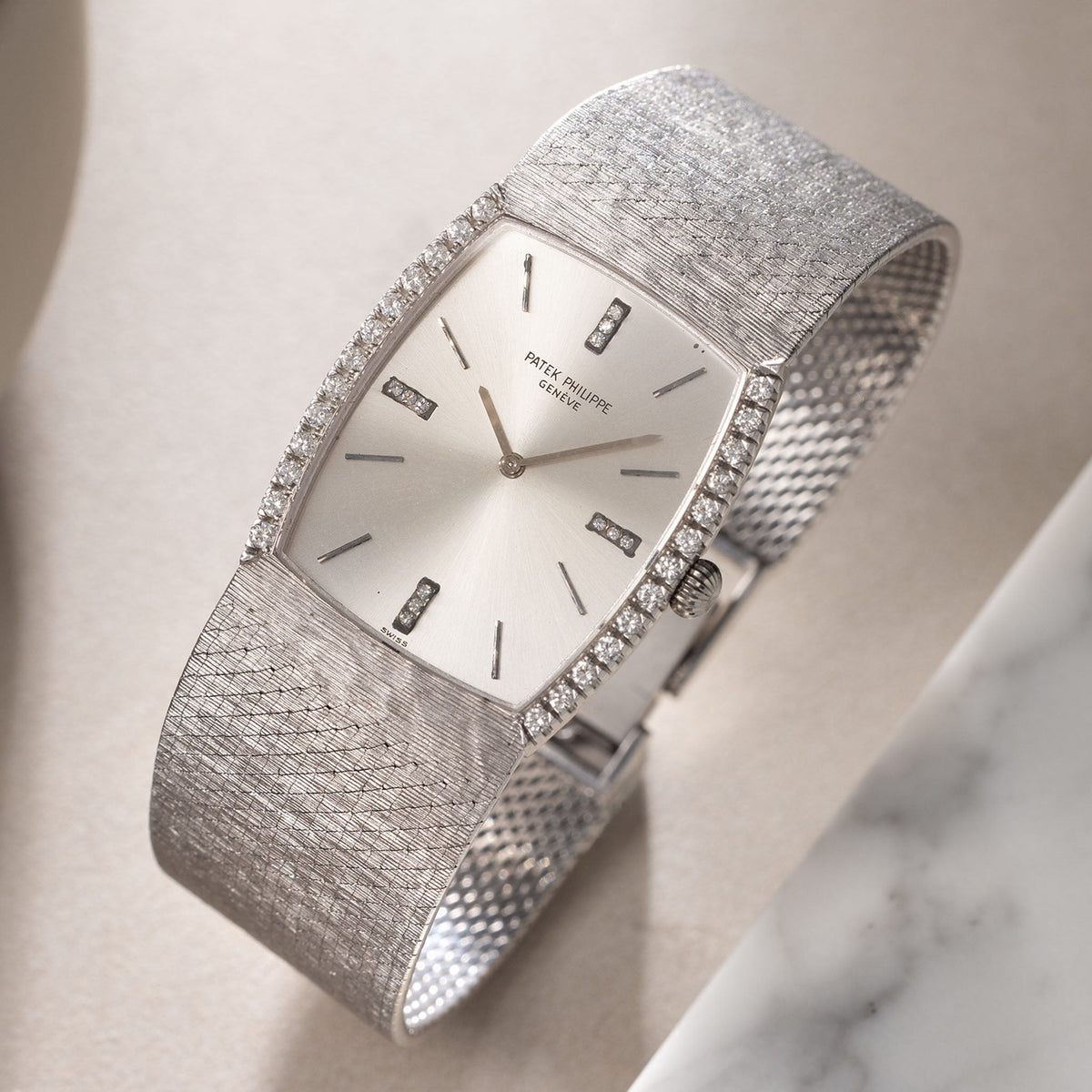 Patek Philippe Gondolo Ref. 3528/4 - Rare Diamond-Set 18K White Gold with Integrated Asprey-Signed Bracelet