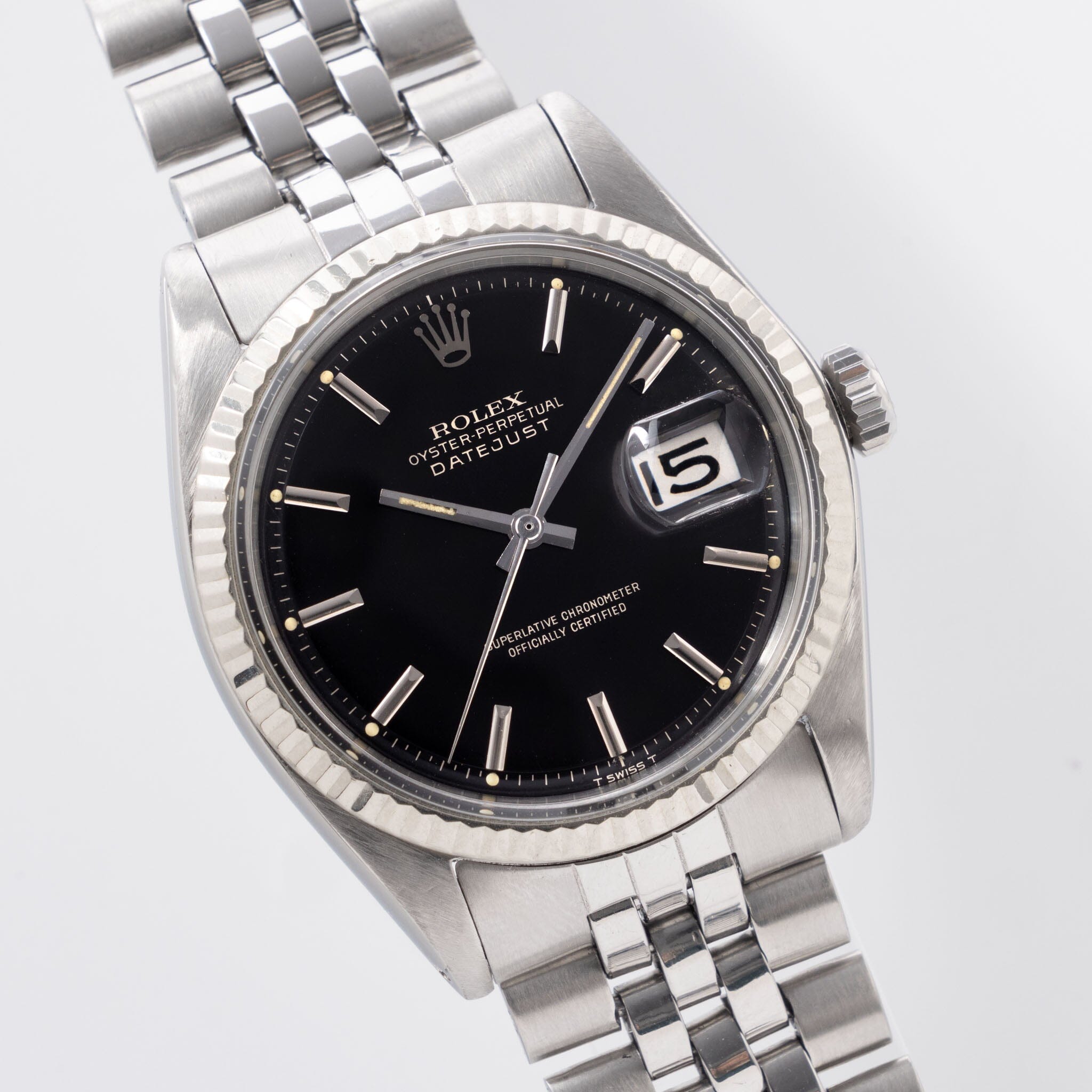 Rolex Datejust Black Gilt Dial with Rolex Service Papers Ref 1601