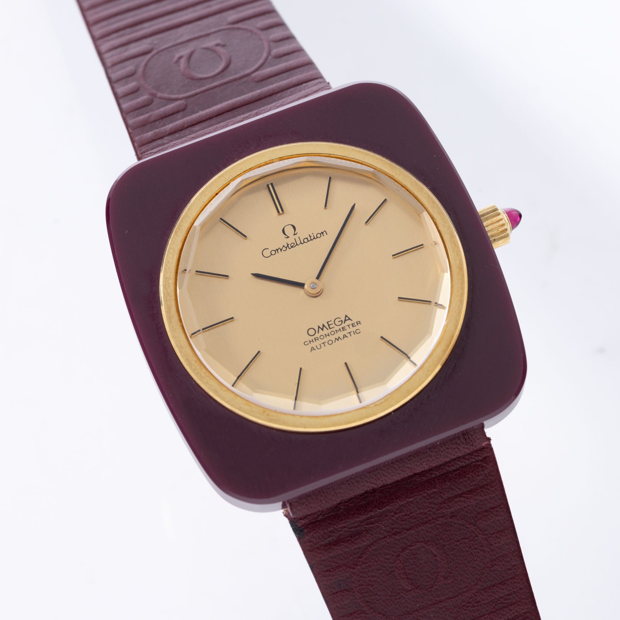 Omega Constellation Burgundy Ceramic and 18k Gold Case