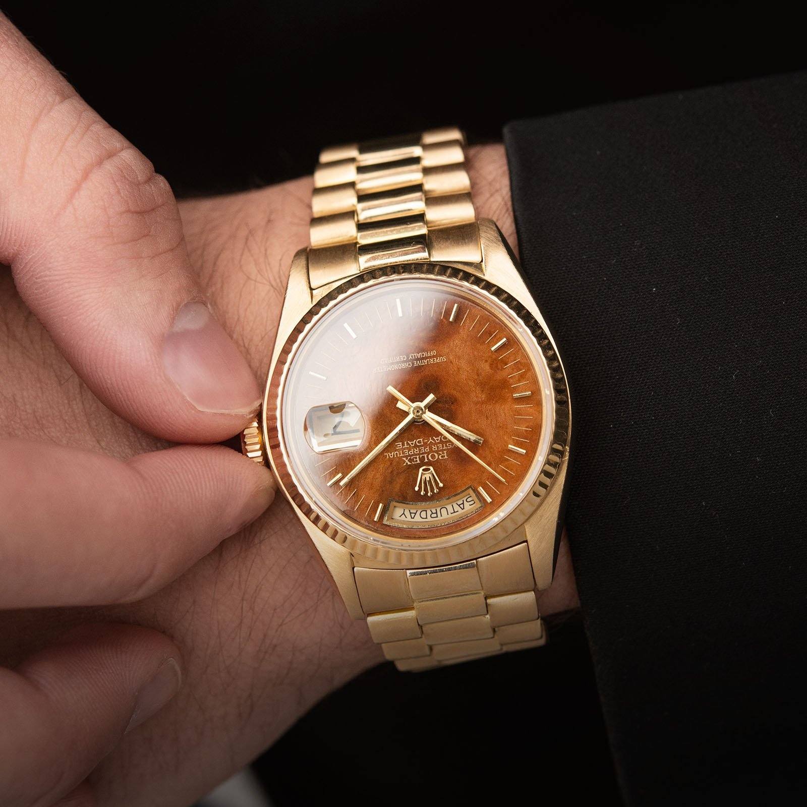 Rolex Day-Date Wood Dial Single Quickset 18038