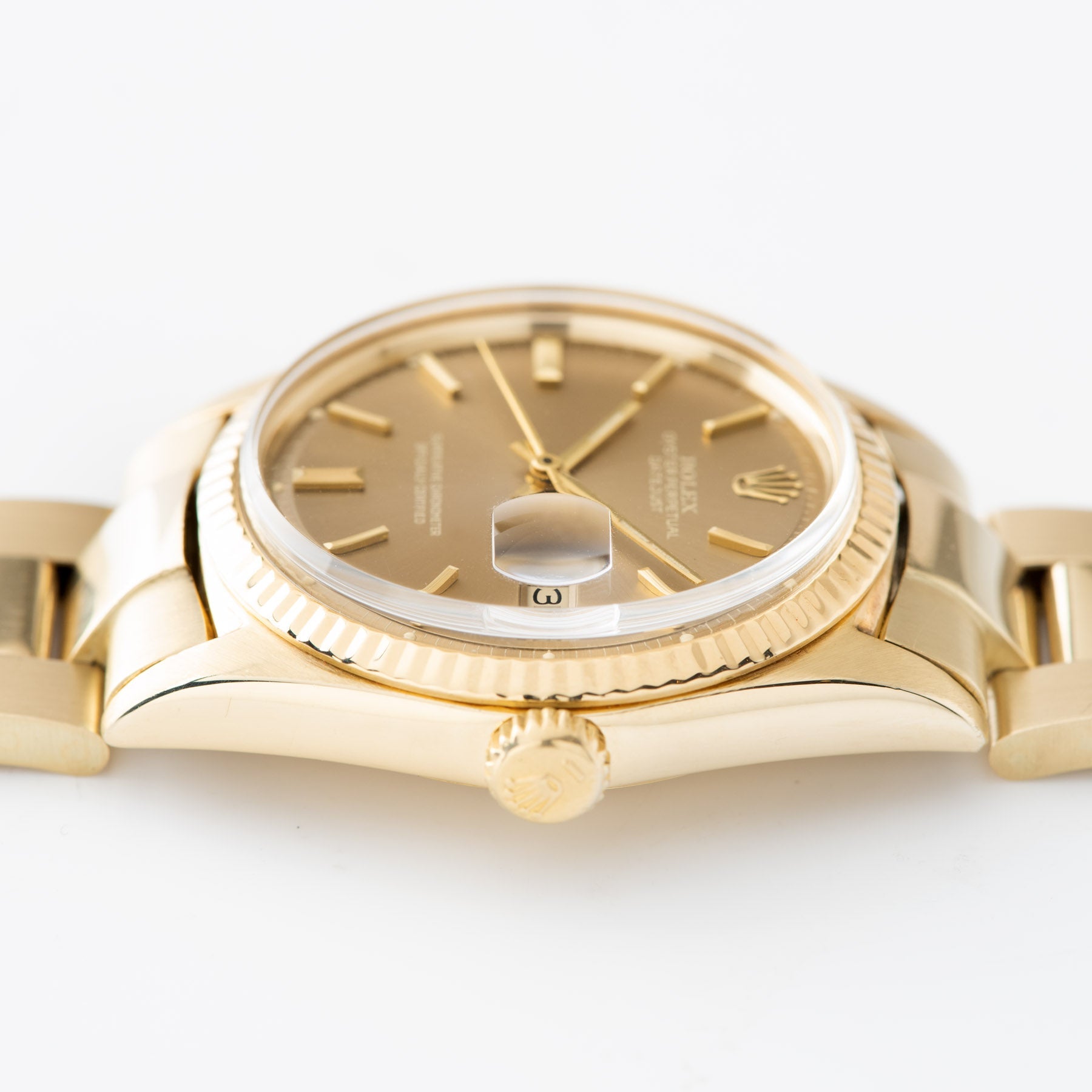 Rolex Datejust 14kt Yellow Gold 1601 Tobacco Dial with strong lugs