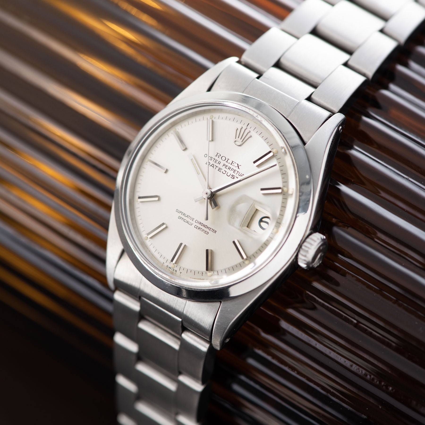 Rolex Datejust Reference 1600 Silver Dial with silver soleil pie pan dial
