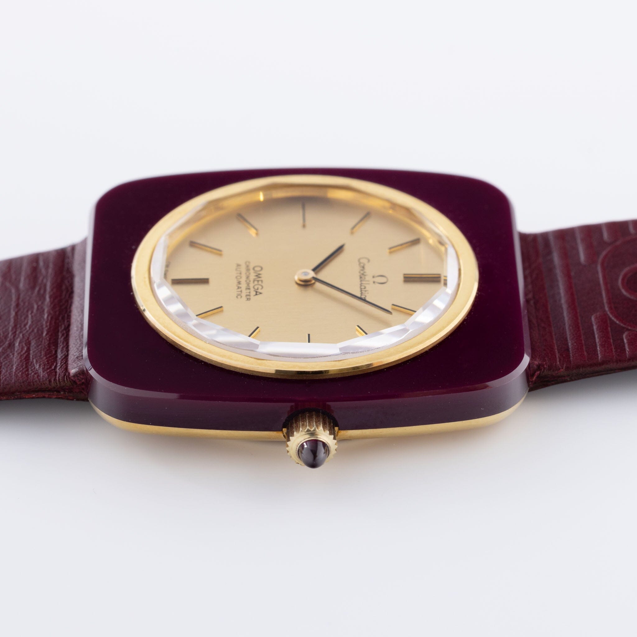 Omega Constellation Burgundy Ceramic and 18k Gold Case