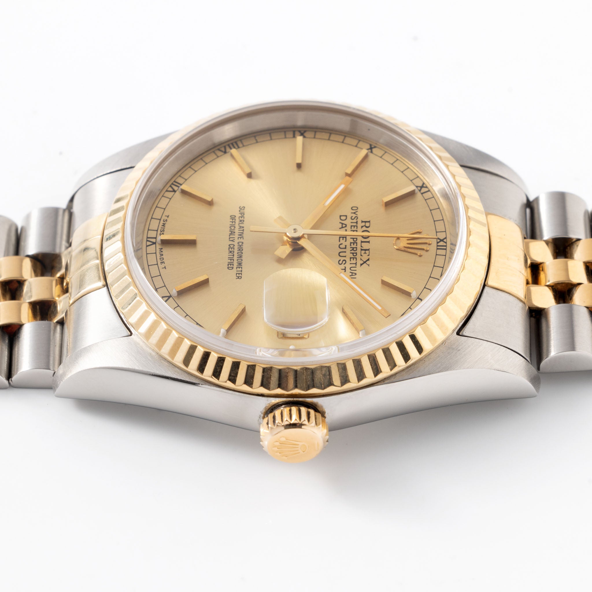 Rolex Datejust Steel and Gold Champagne Dial Box and Papers Ref 16233