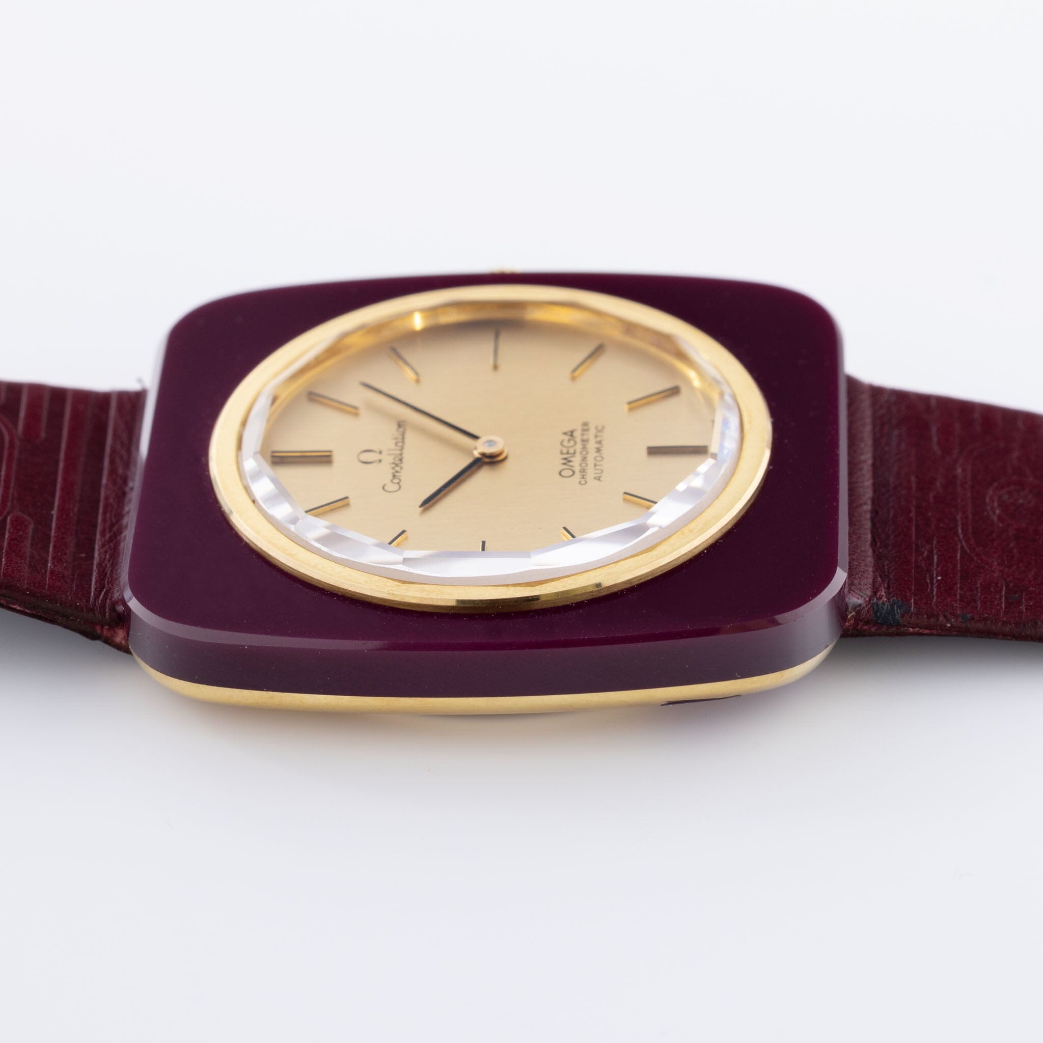 Omega Constellation Burgundy Ceramic and 18k Gold Case