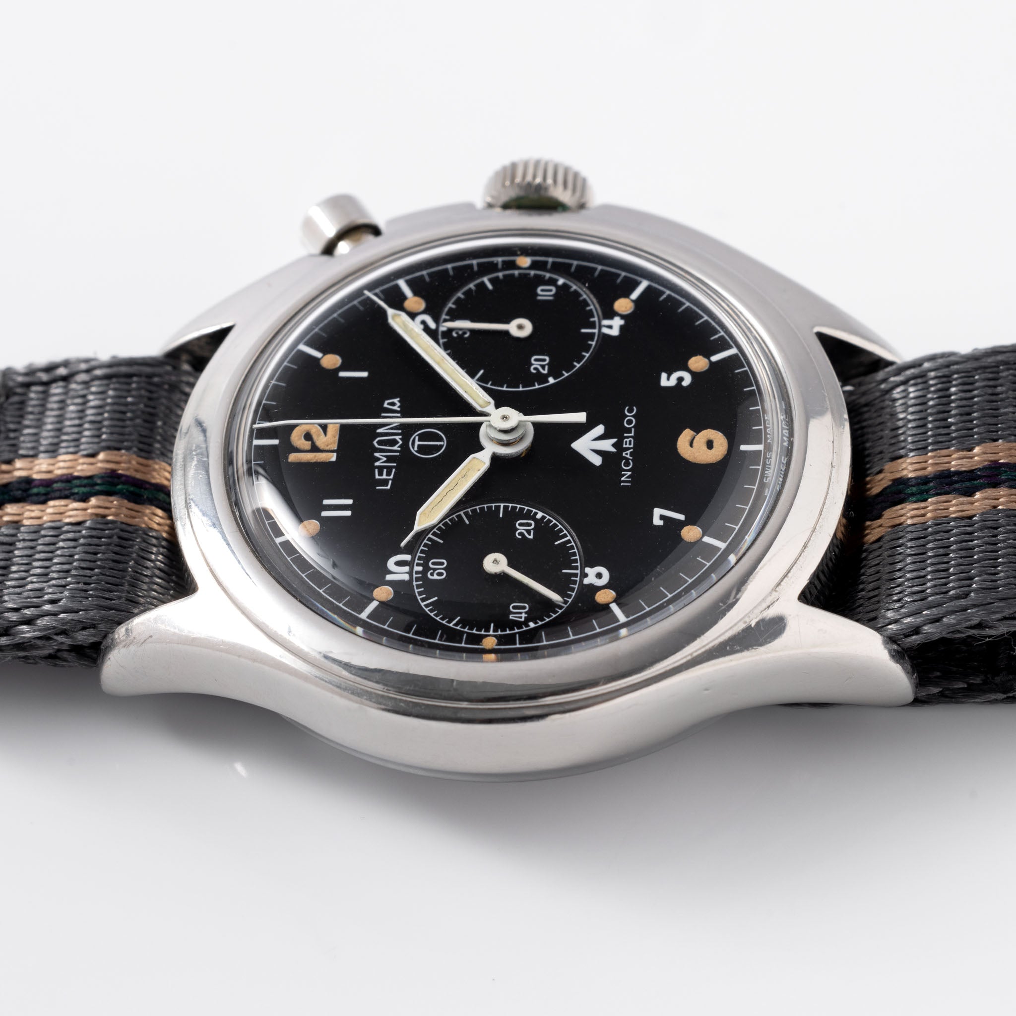 Lemania Monopusher Chronograph Issued to British Armed Forces 6bb  