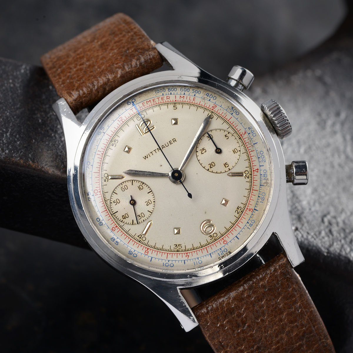 1950S WITTNAUER STEEL CHRONOGRAPH display picture 2