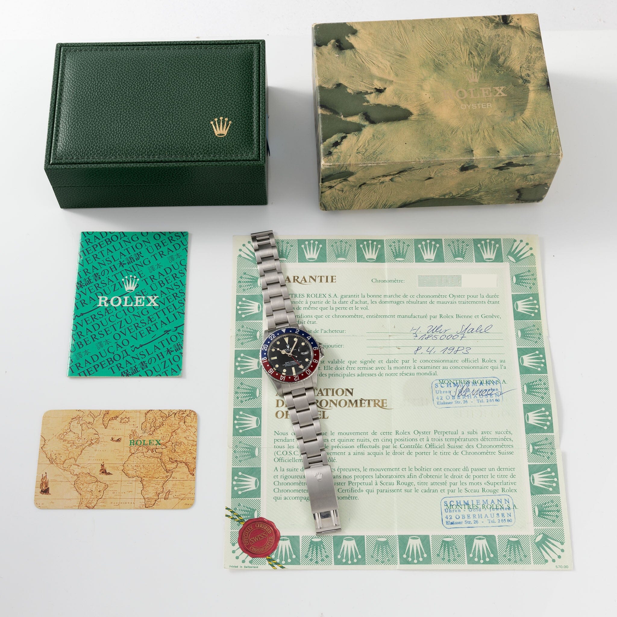 Rolex GMT-Master 16750 Pepsi Matte Dial Box and Papers Set