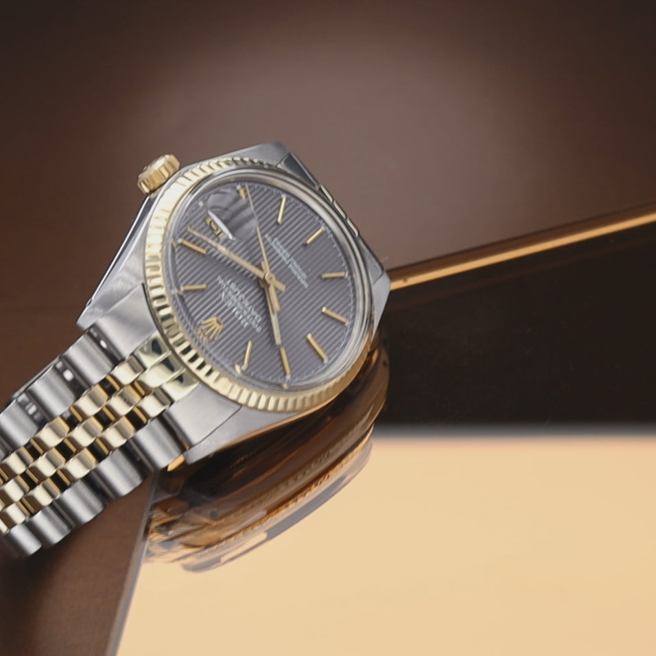 Rolex Datejust 16013 Steel and Yellow Gold Grey Tapestry Dial