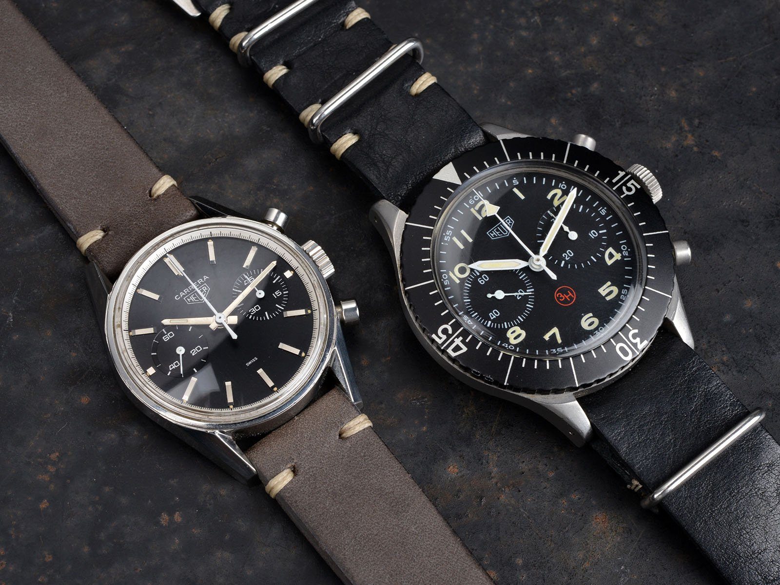VINTAGE HEUER CARRERA 3647N BLACK DIAL