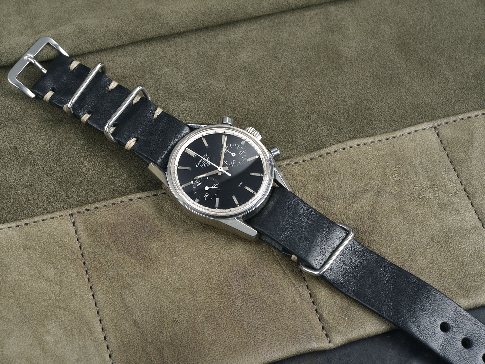 VINTAGE HEUER CARRERA 3647N BLACK DIAL