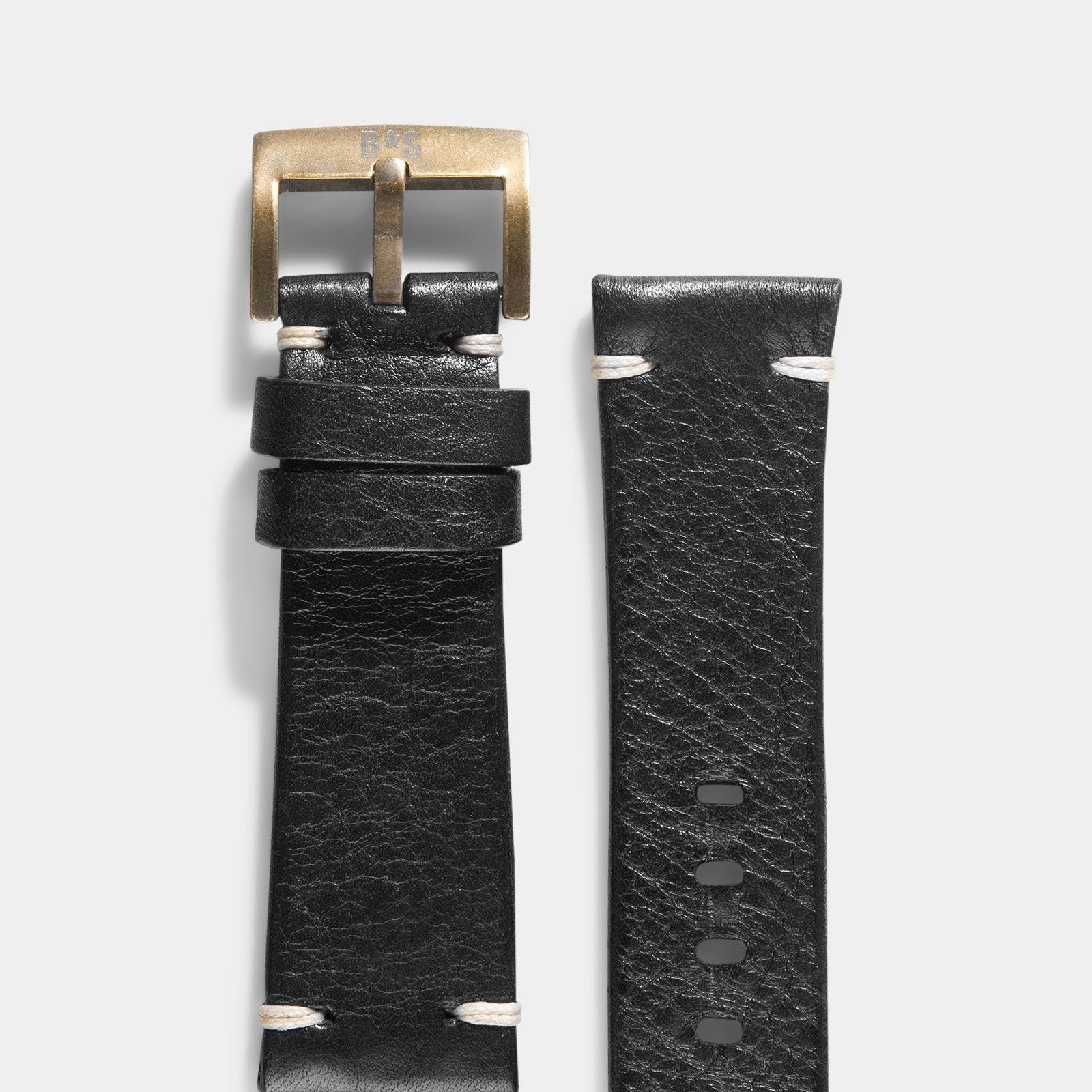 Bronze Perfect Match Black Leather Watch Strap