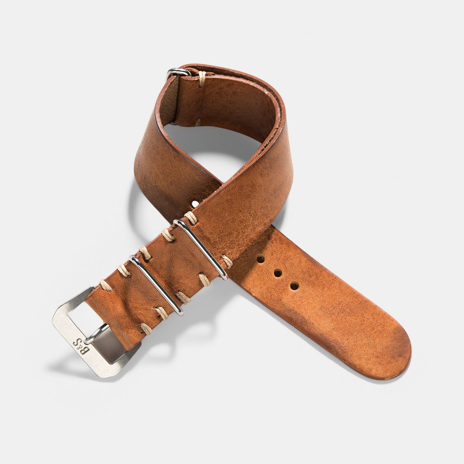 Seiko Caramel Brown Nato Leather Watch Strap