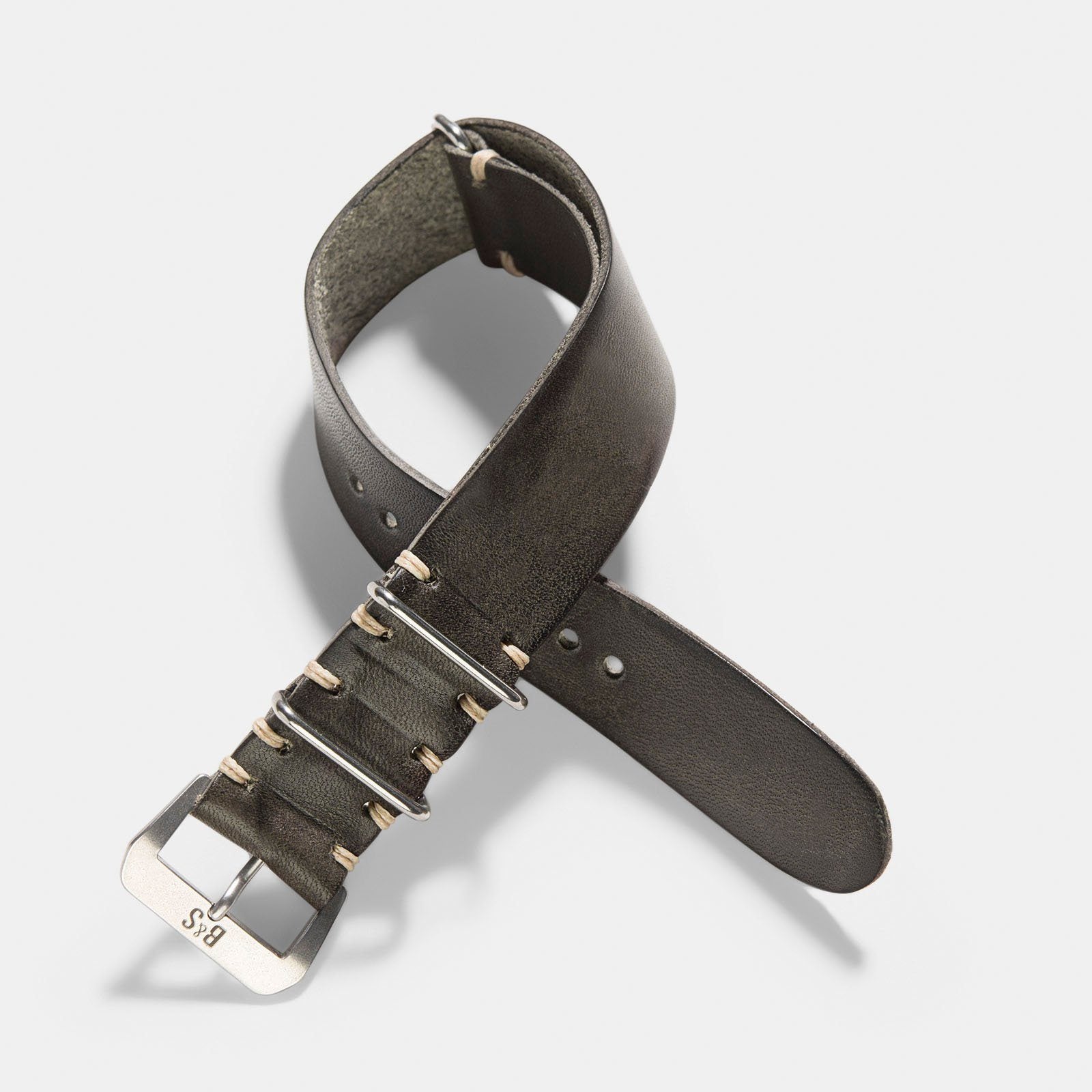 Piombo Grey Nato Leather Watch Strap