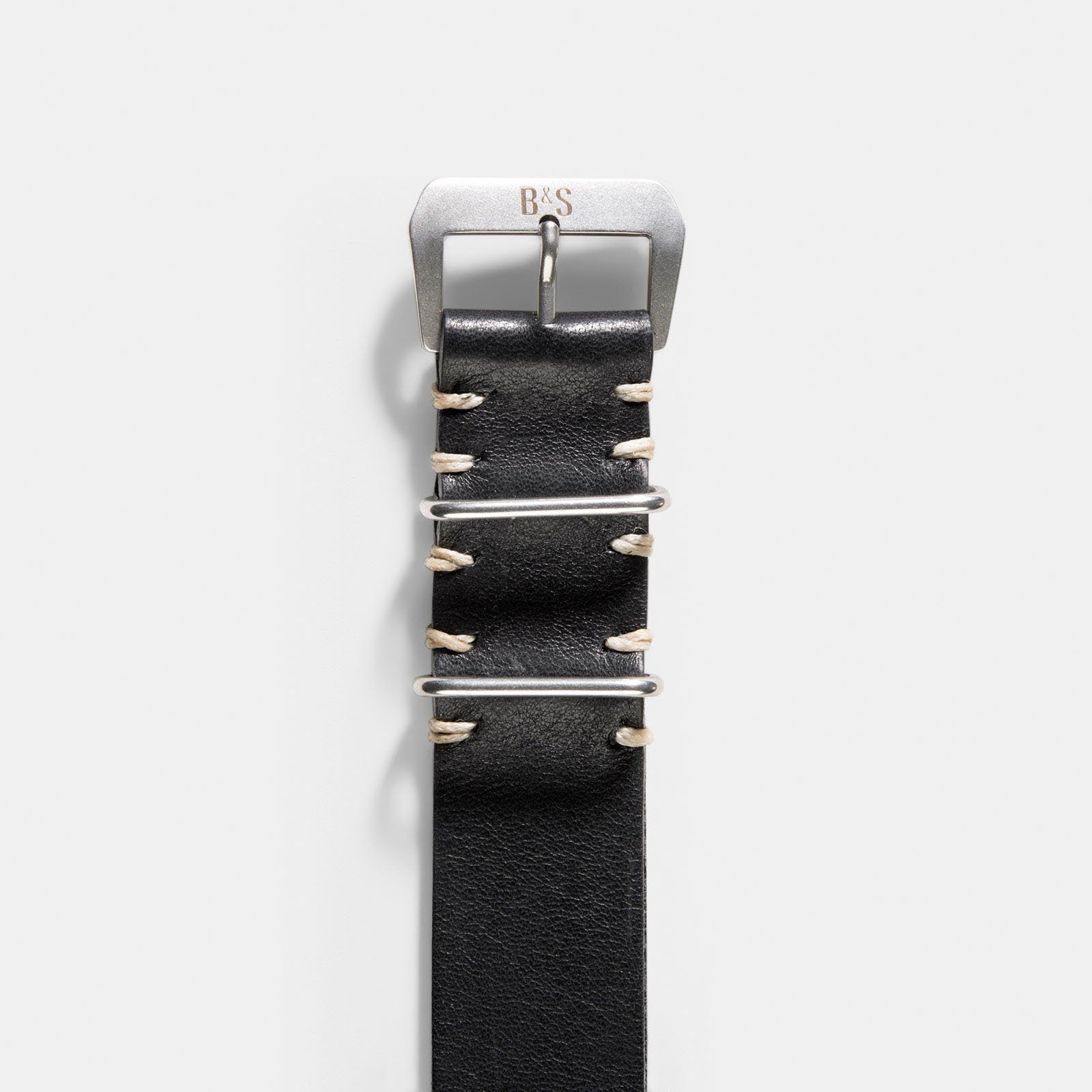 Black Nato Leather Watch Strap