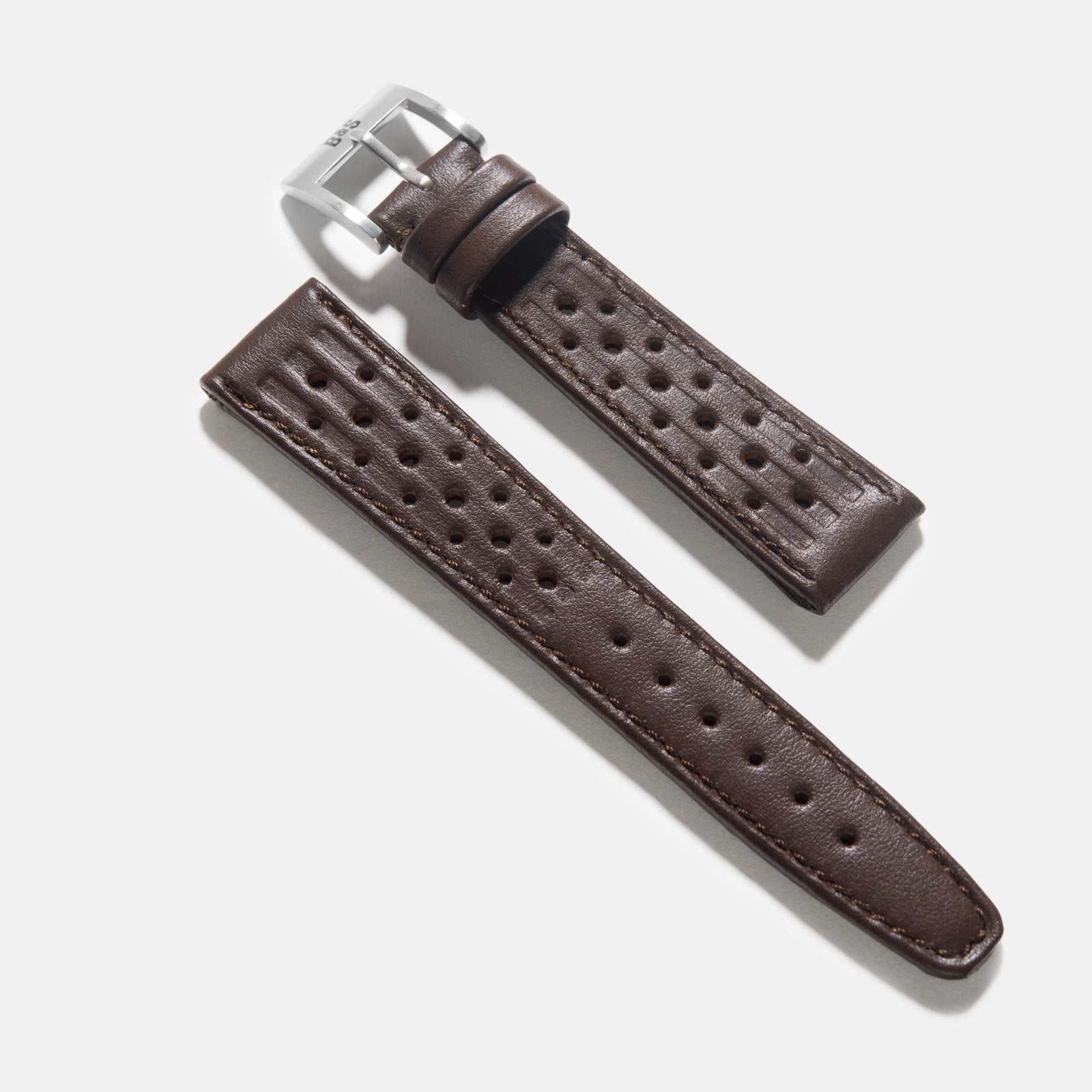 Perforated Dark Brown Leather Strap - 22mm