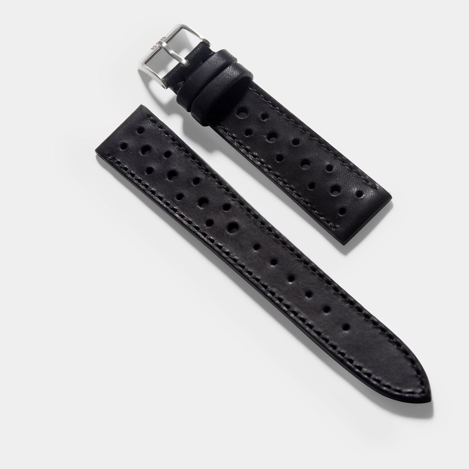 Watch strap Louisville 18mm black racing look light stitching