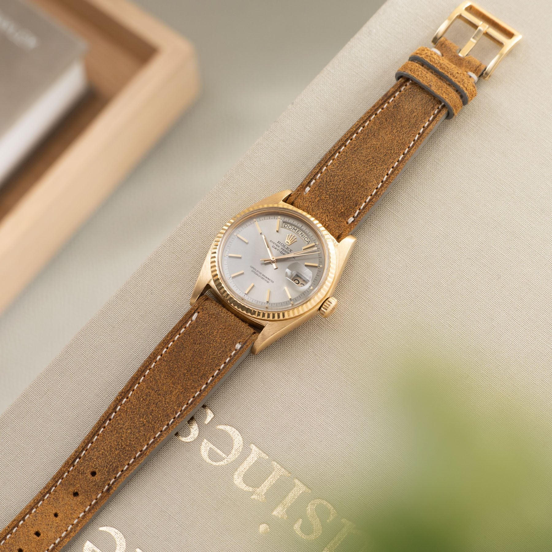 Rolex Day Date Yellow Gold Grey Soleil Dial 1803