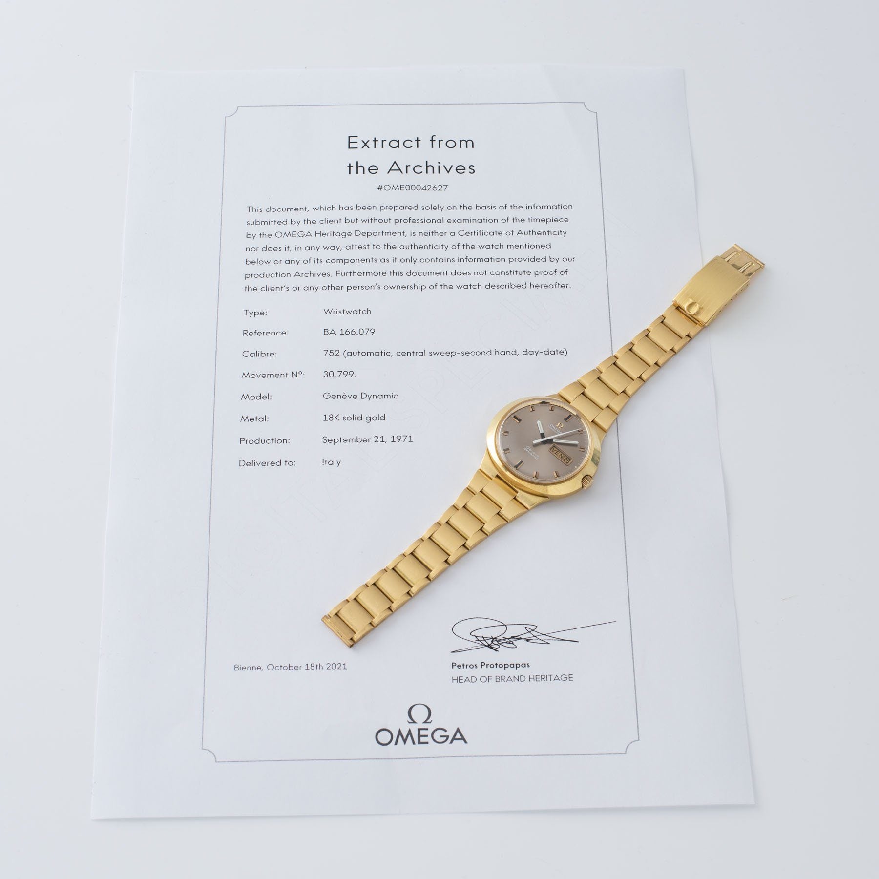 Omega Dynamic Yellow Gold Grey Dial