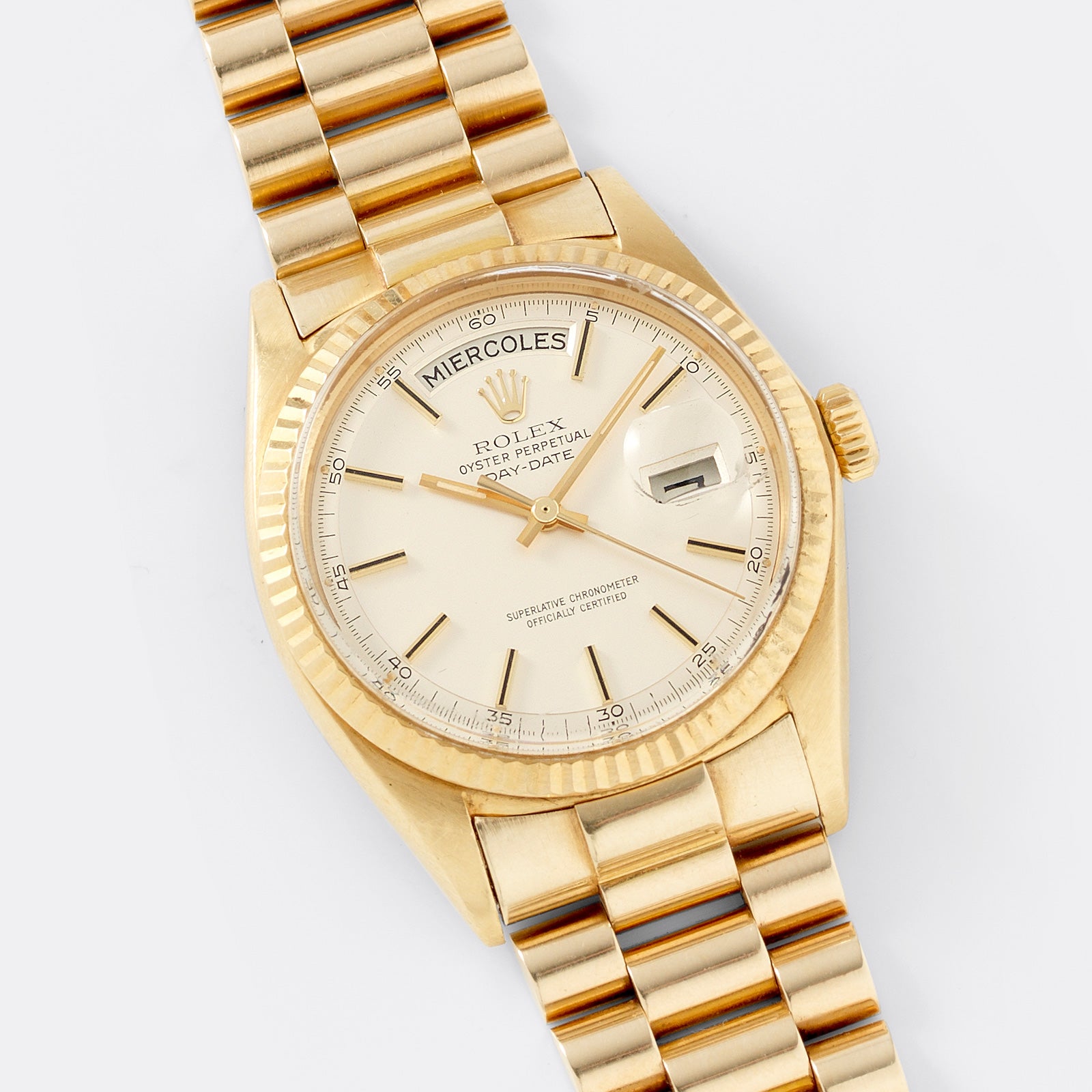 Rolex Day Date Yellow 1803 Matte Silver Dial – Bulang and Sons