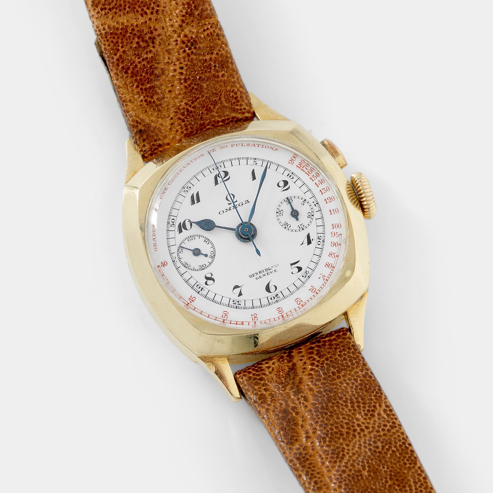 Omega Chronograph CK808 Yellow Gold Double Signed Pulsation Dial