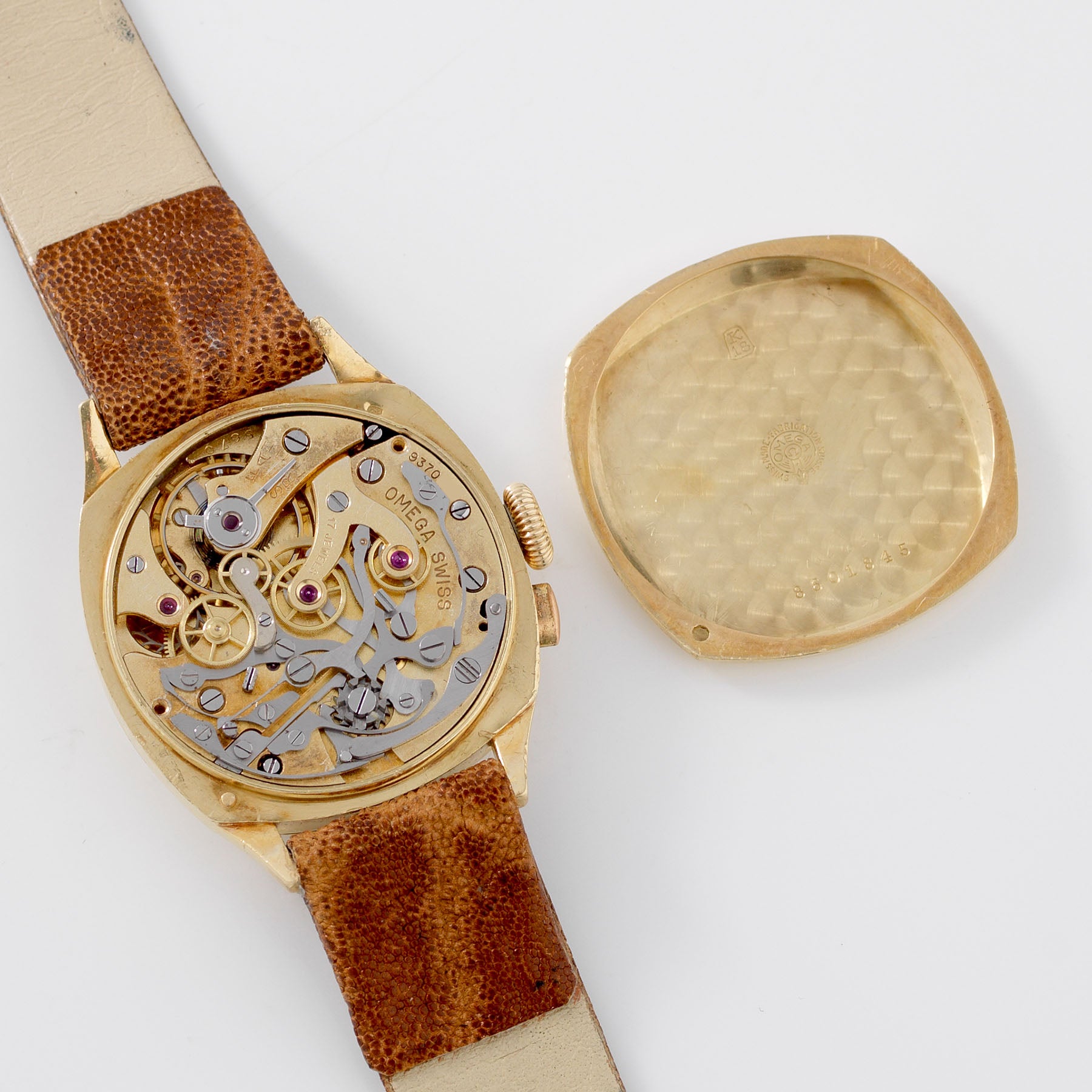 Omega Chronograph CK808 Yellow Gold Double Signed Pulsation Dial