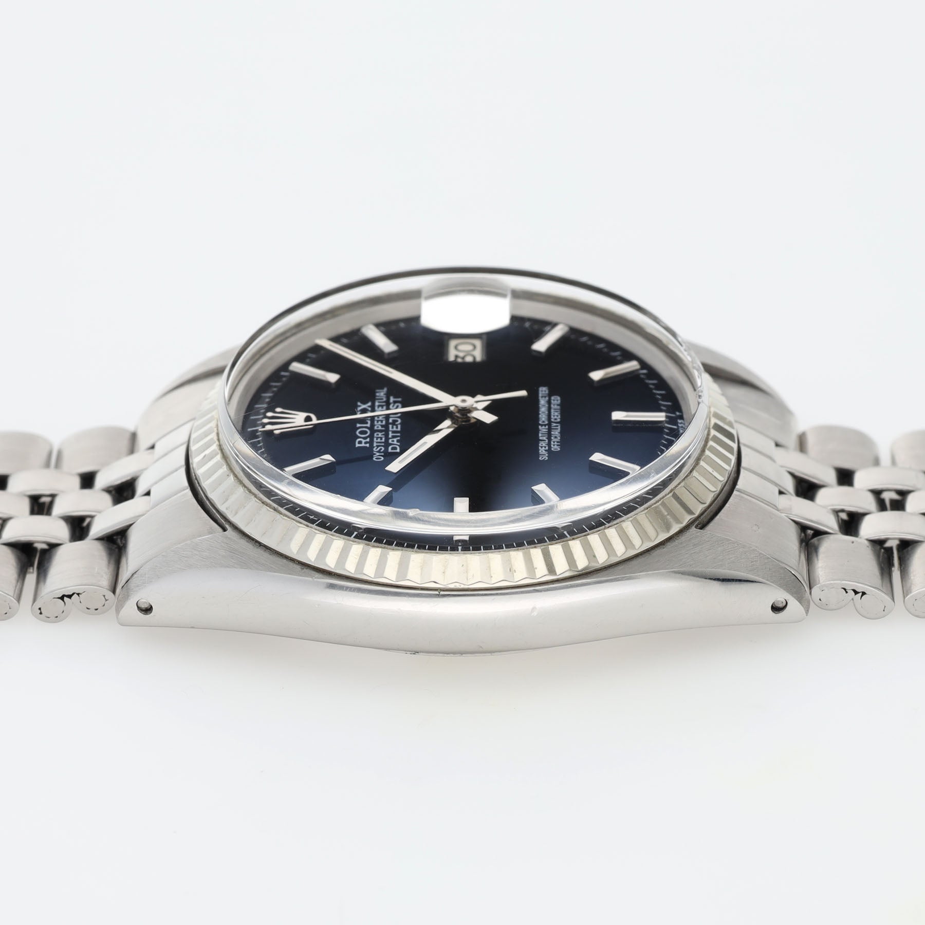 Rolex Datejust 1601 Black Gloss Dial White Gold Bezel