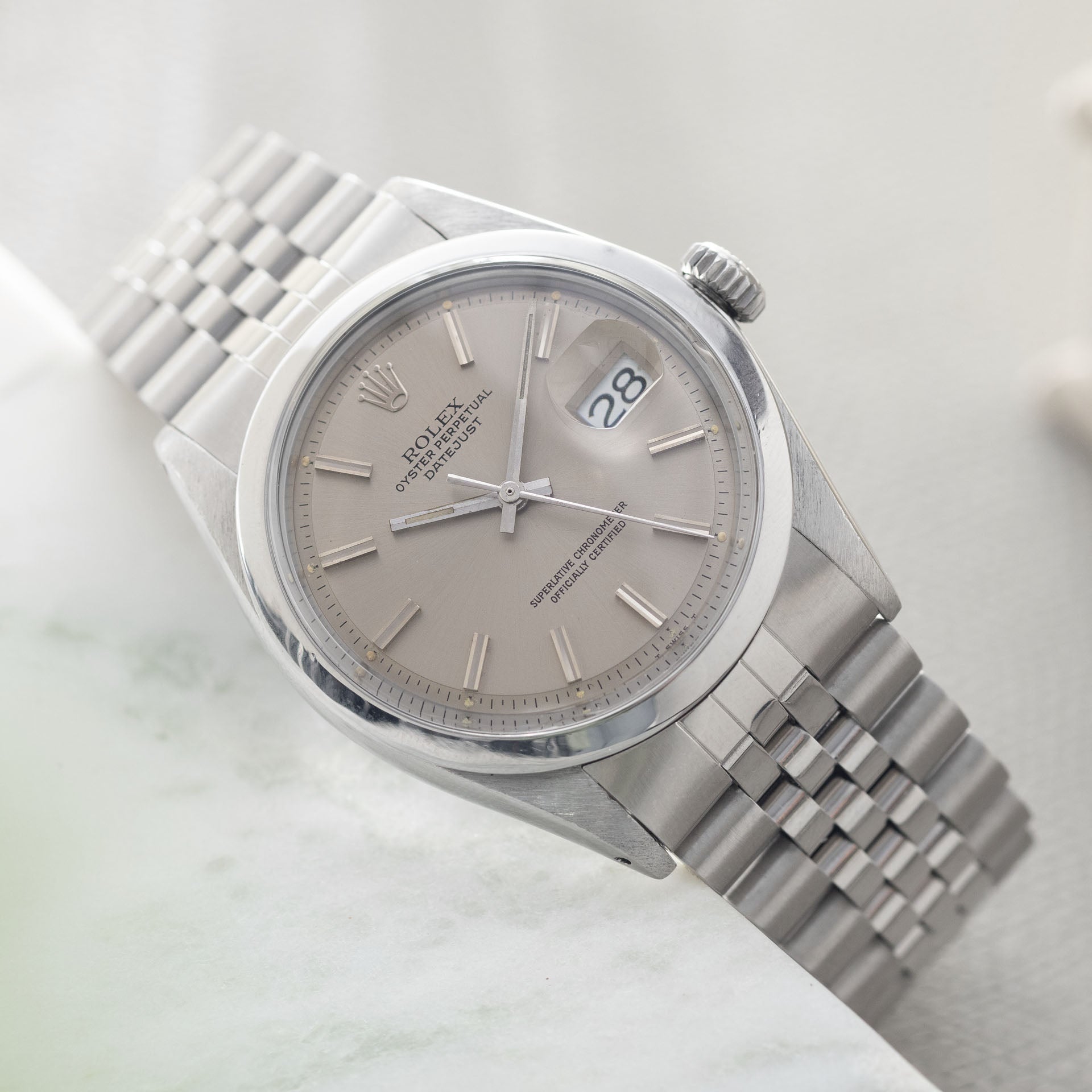 Rolex Datejust 1600 Pale Grey Dial Smooth Bezel