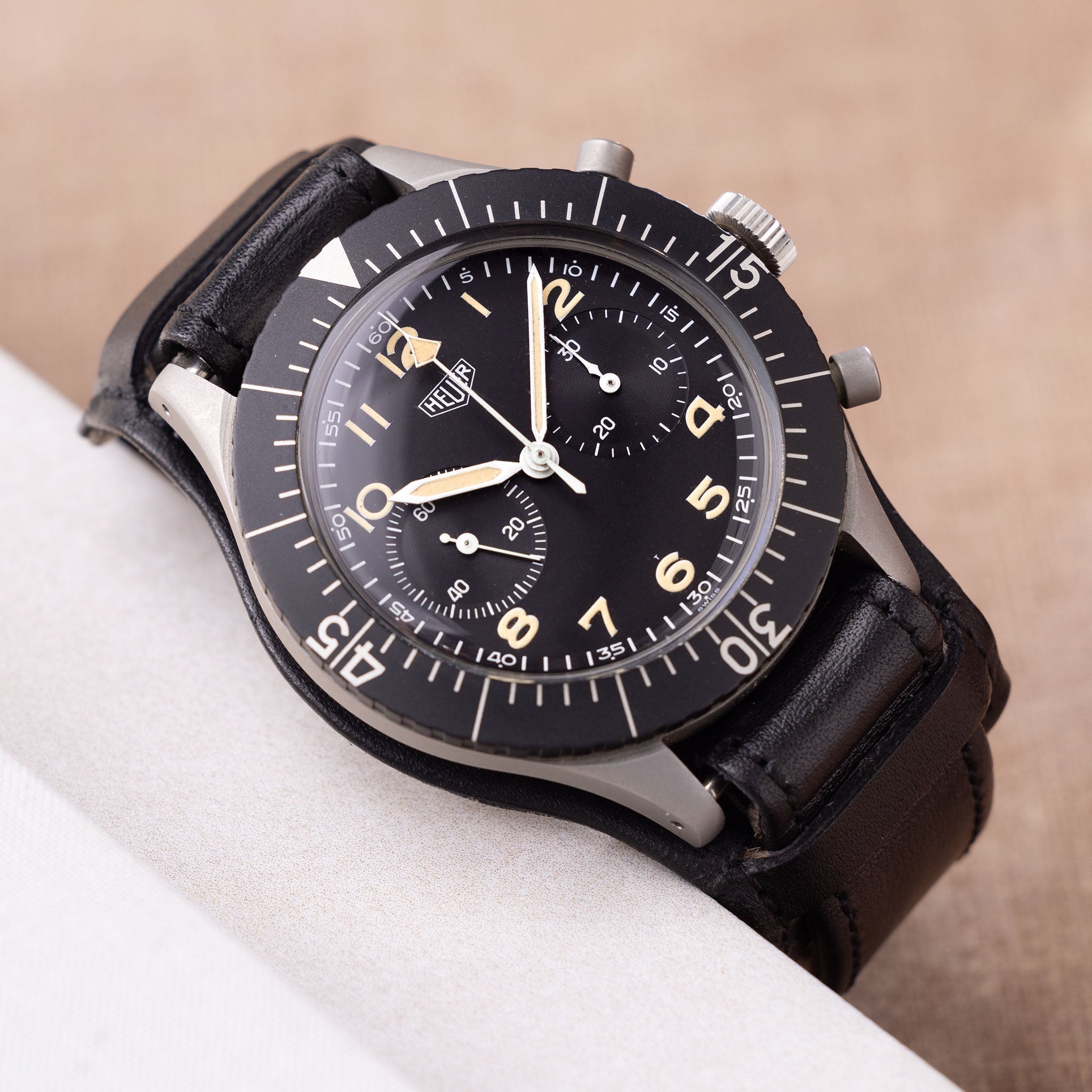 Heuer Bundeswehr Issued Chrono Small T Dial Ref 1550SG