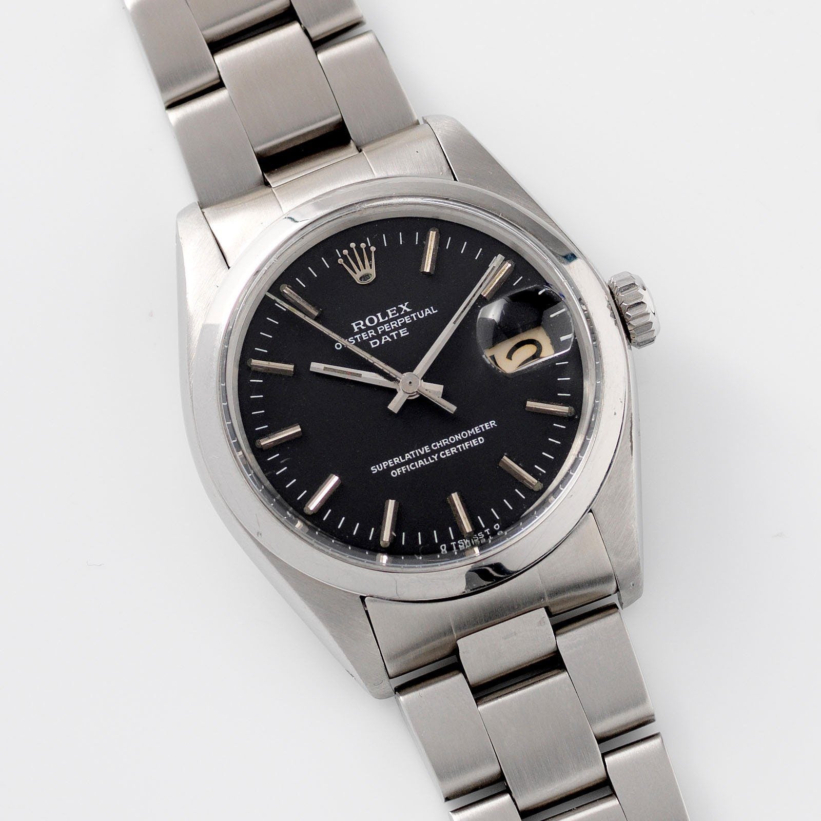 Vintage Rolex Oyster Perpetual Date 70s Ref 1500 Silver Dial 
