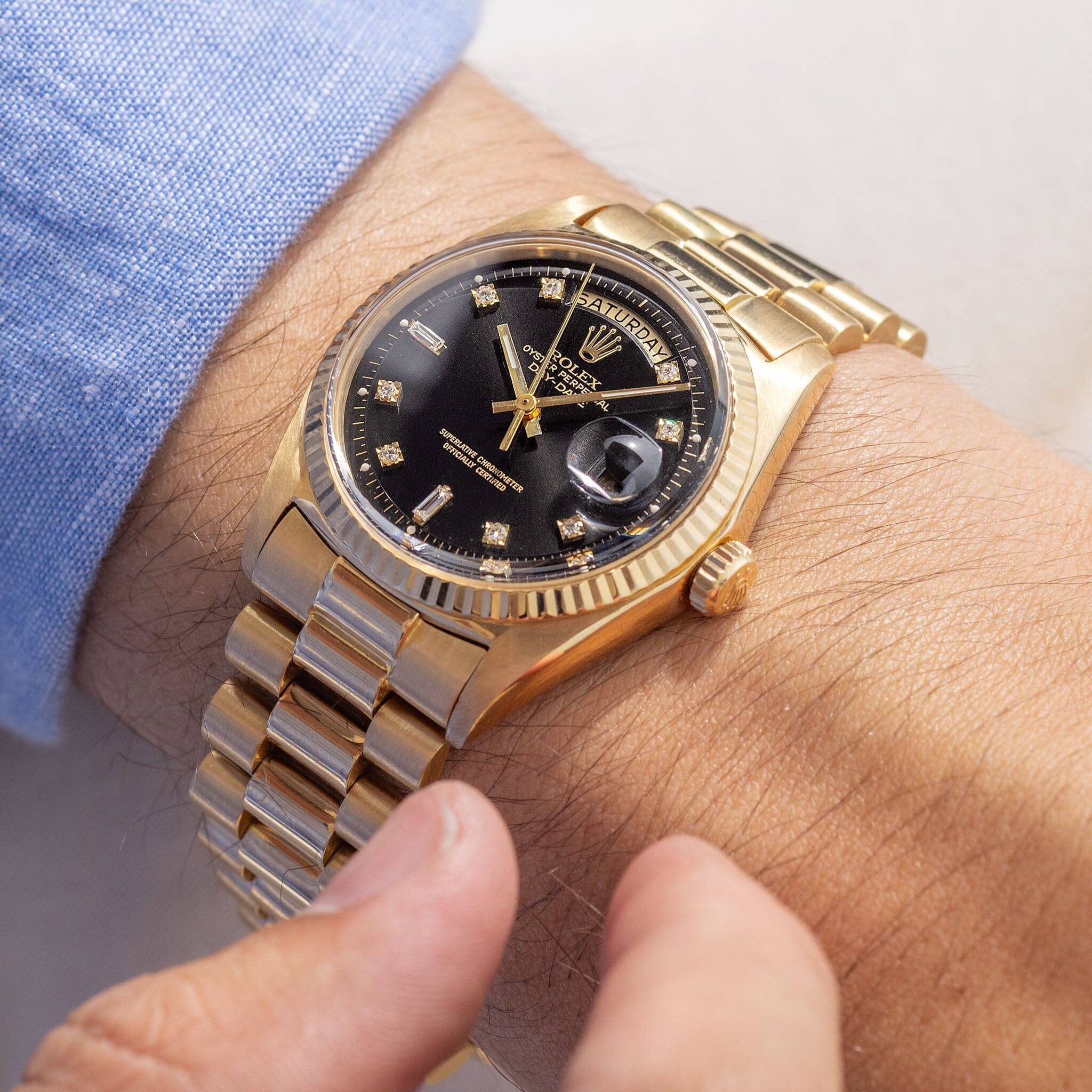 Rolex day date 36mm black online dial