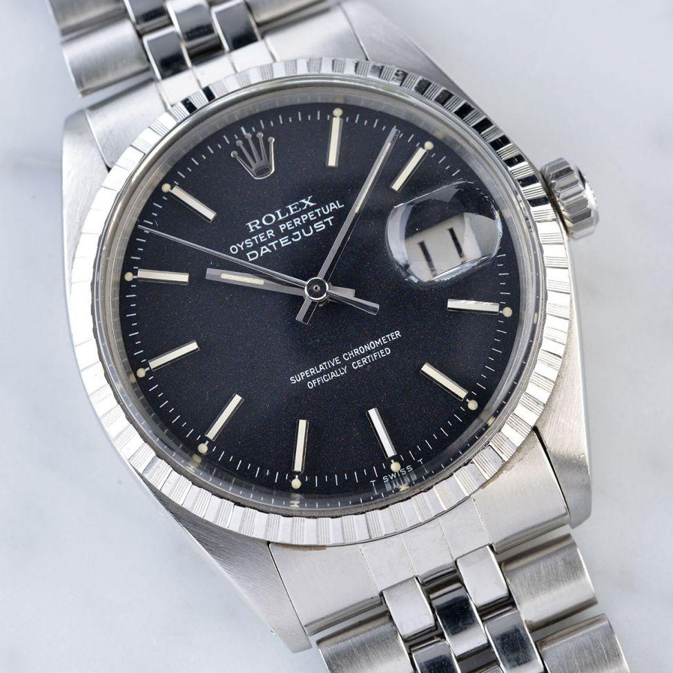 ROLEX 1603 DATEJUST MARBLE BLACK DIAL