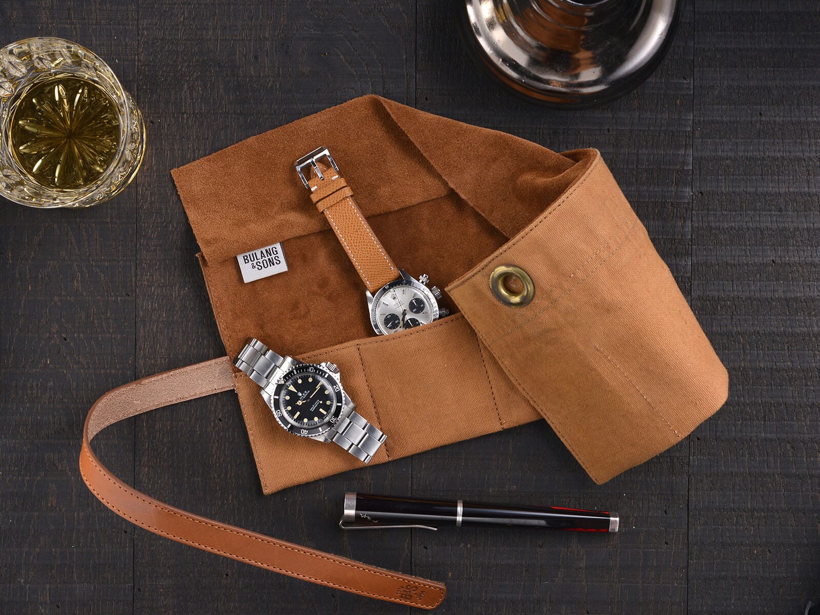 B&S/JP 'Signature' Vintage Leather / Canvas Watch Roll 09