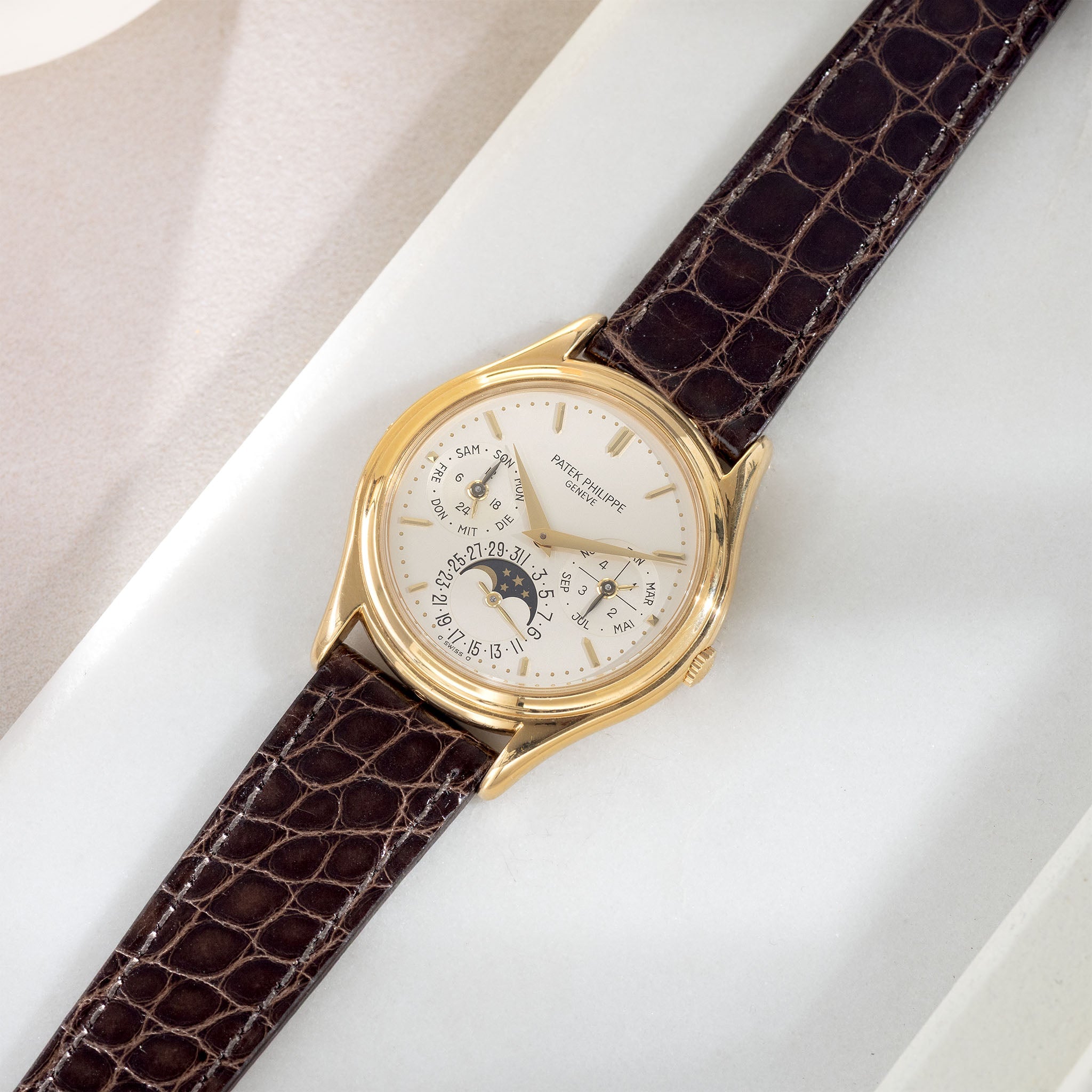 Strap for Patek Philippe 3940 Perpetual – Burnished Tobacco Brown Calf