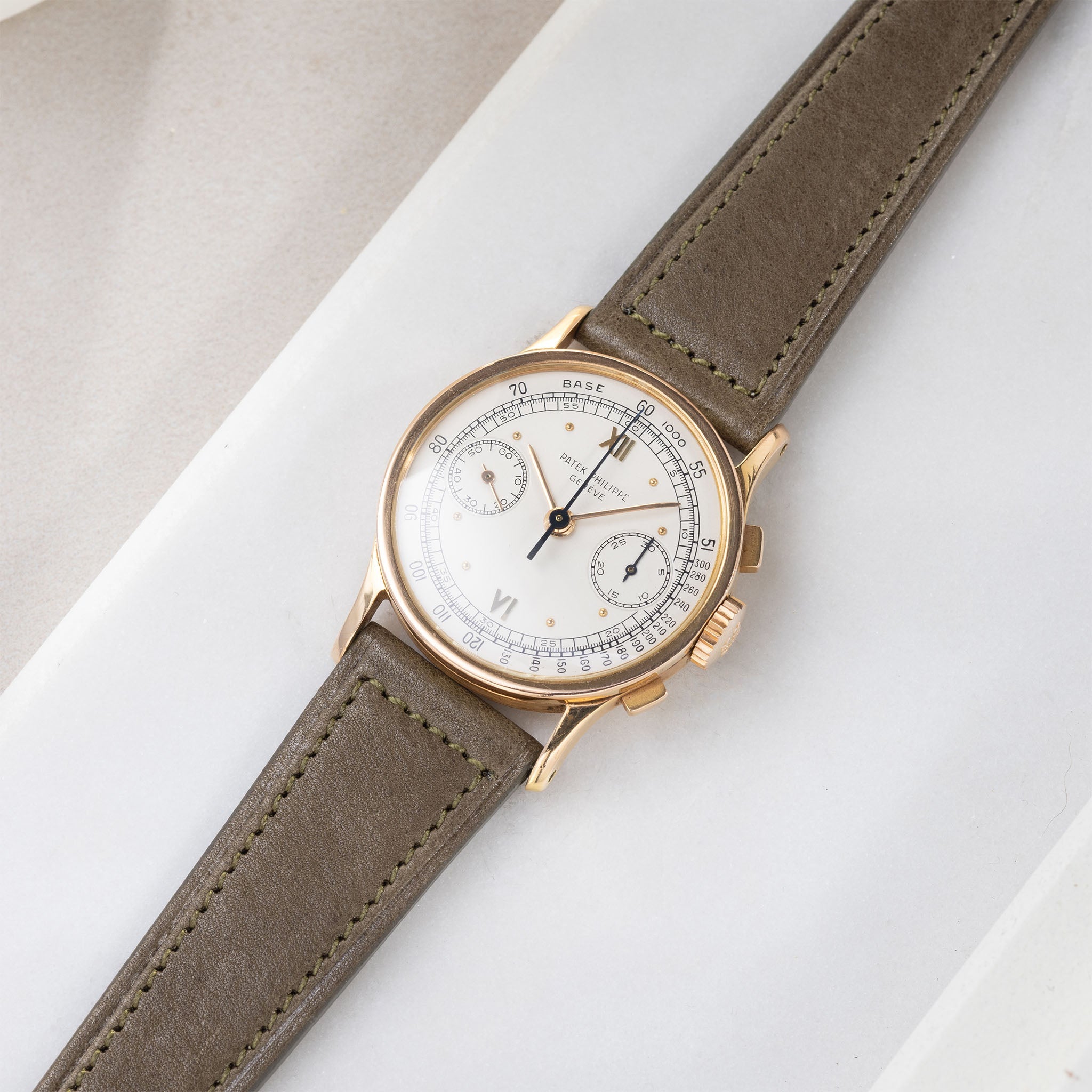 Strap for Patek Philippe 130 / 533 Chronograph - Olive Green Boxed Calfskin Watch Strap