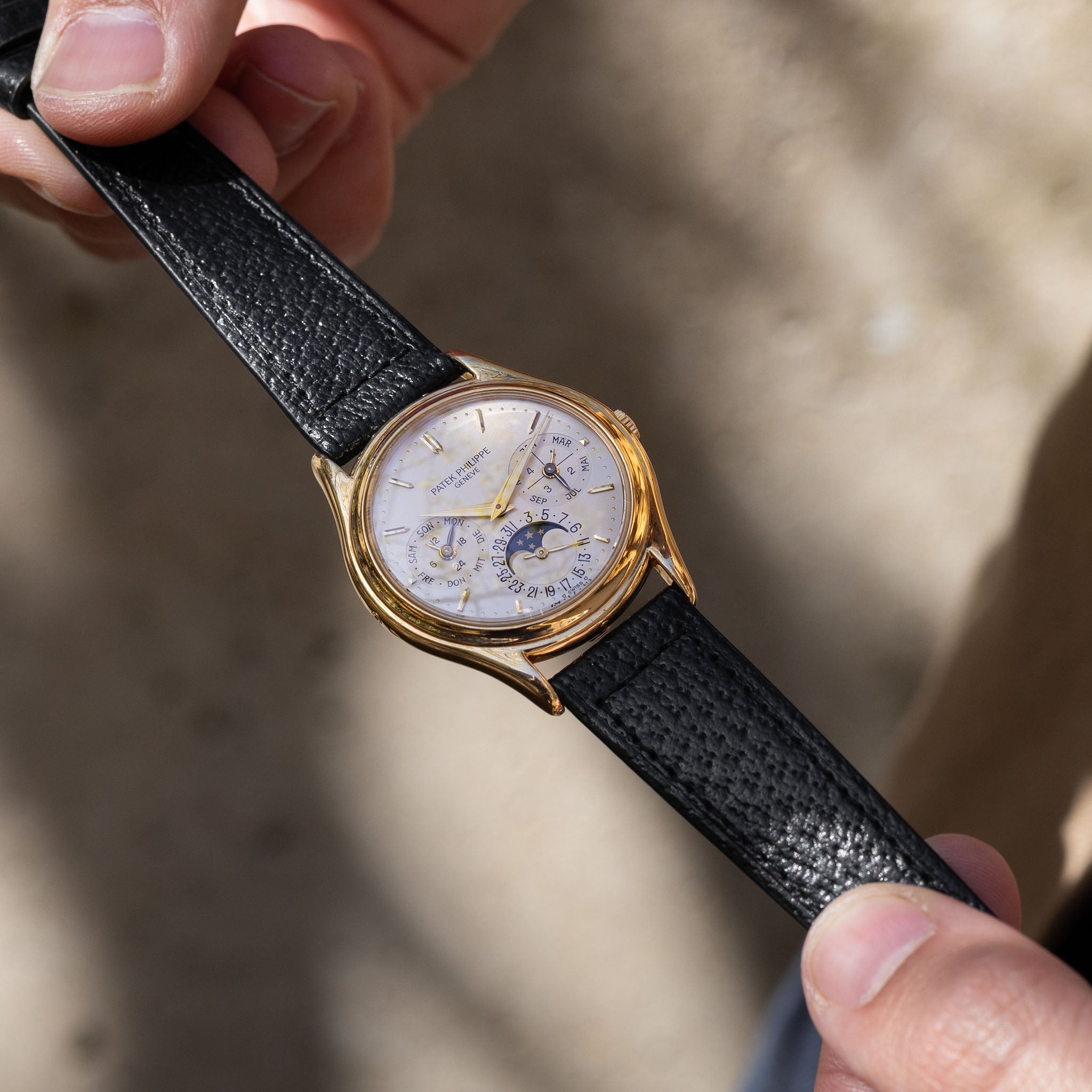 Strap for Patek Philippe 3940 Perpetual – Black Boxed Pigskin