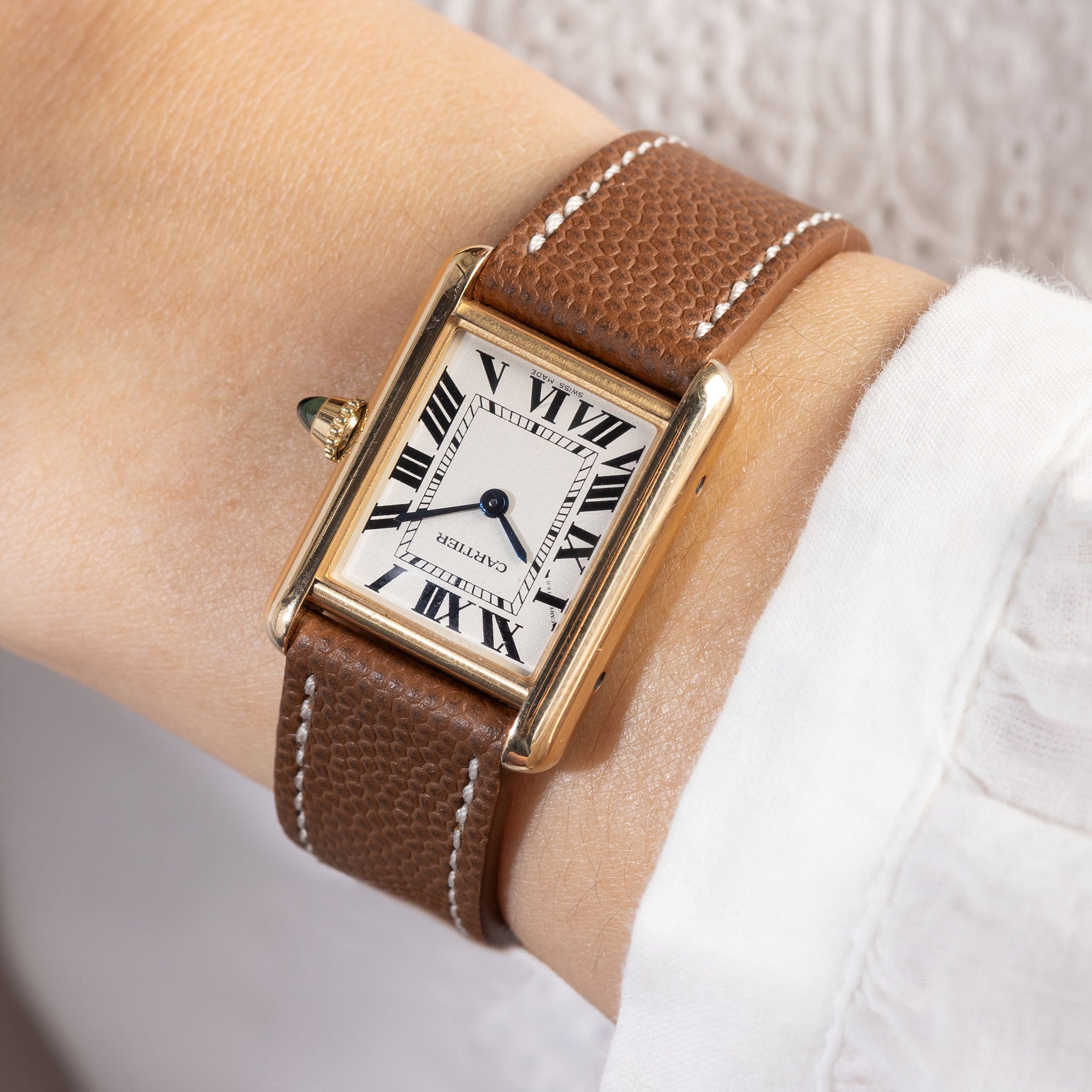 Cartier tank solo small leather strap best sale