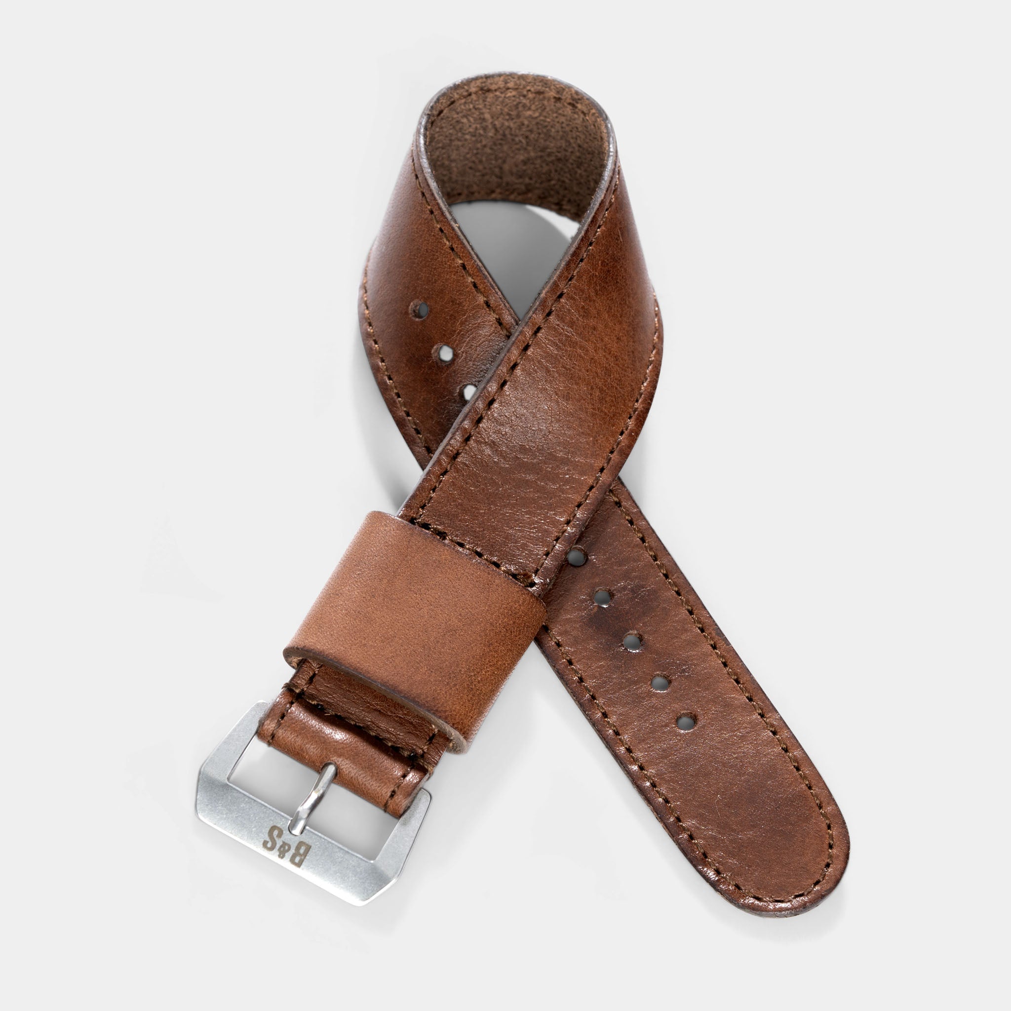 One_Piece_Single_Pass_Style_Brown_Leather_Watch_Strap_For_Vintage_Watches