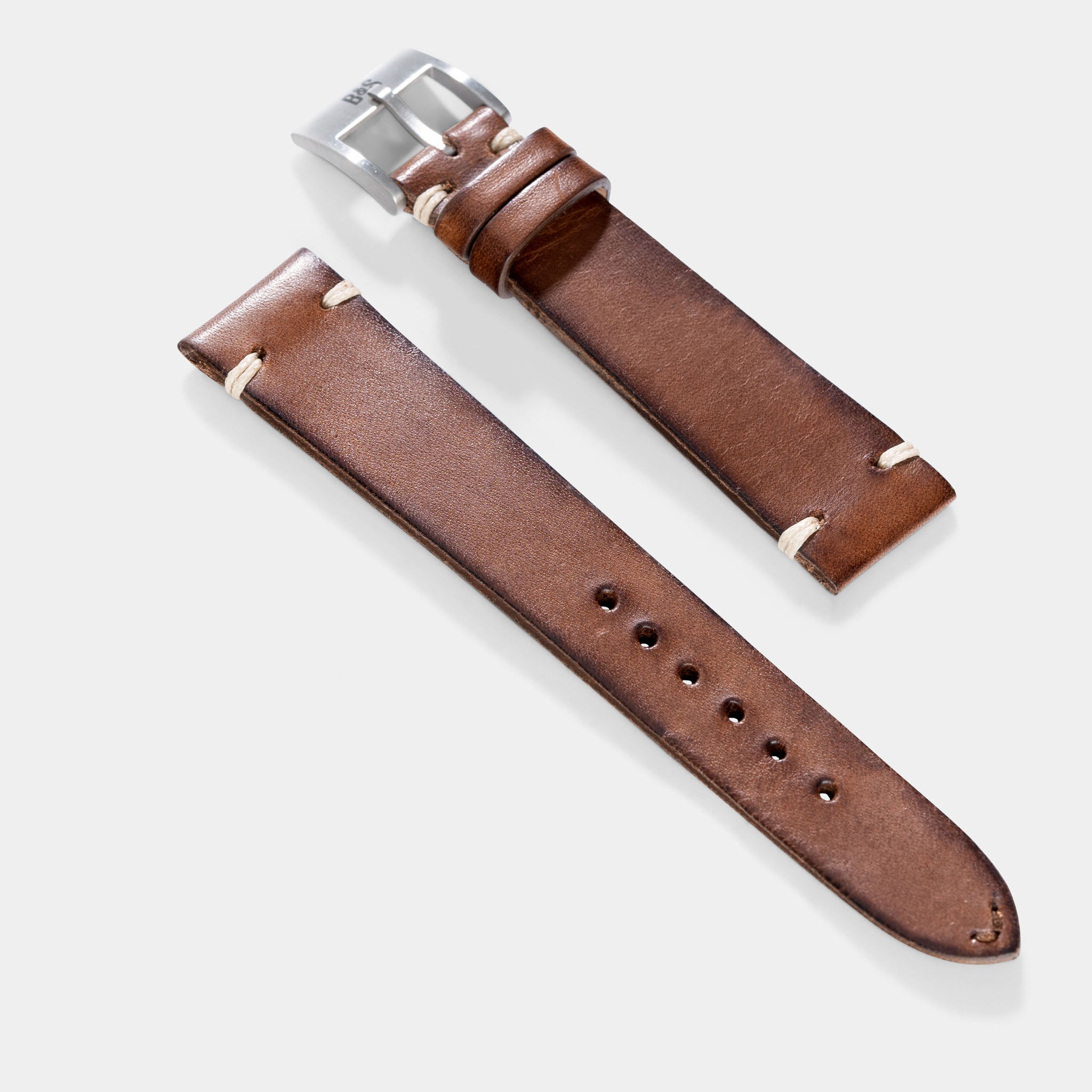 Side_Stitch_Vintage_Style_Brown_Leather_Watch_Strap_For_Vintage_Watches