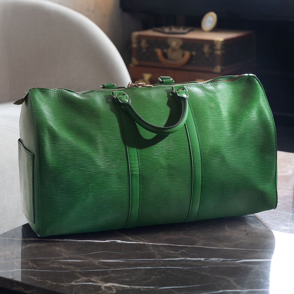 green louis vuitton epi backpack Louis Vuitton Green Epi Keepall 50 Weekender
