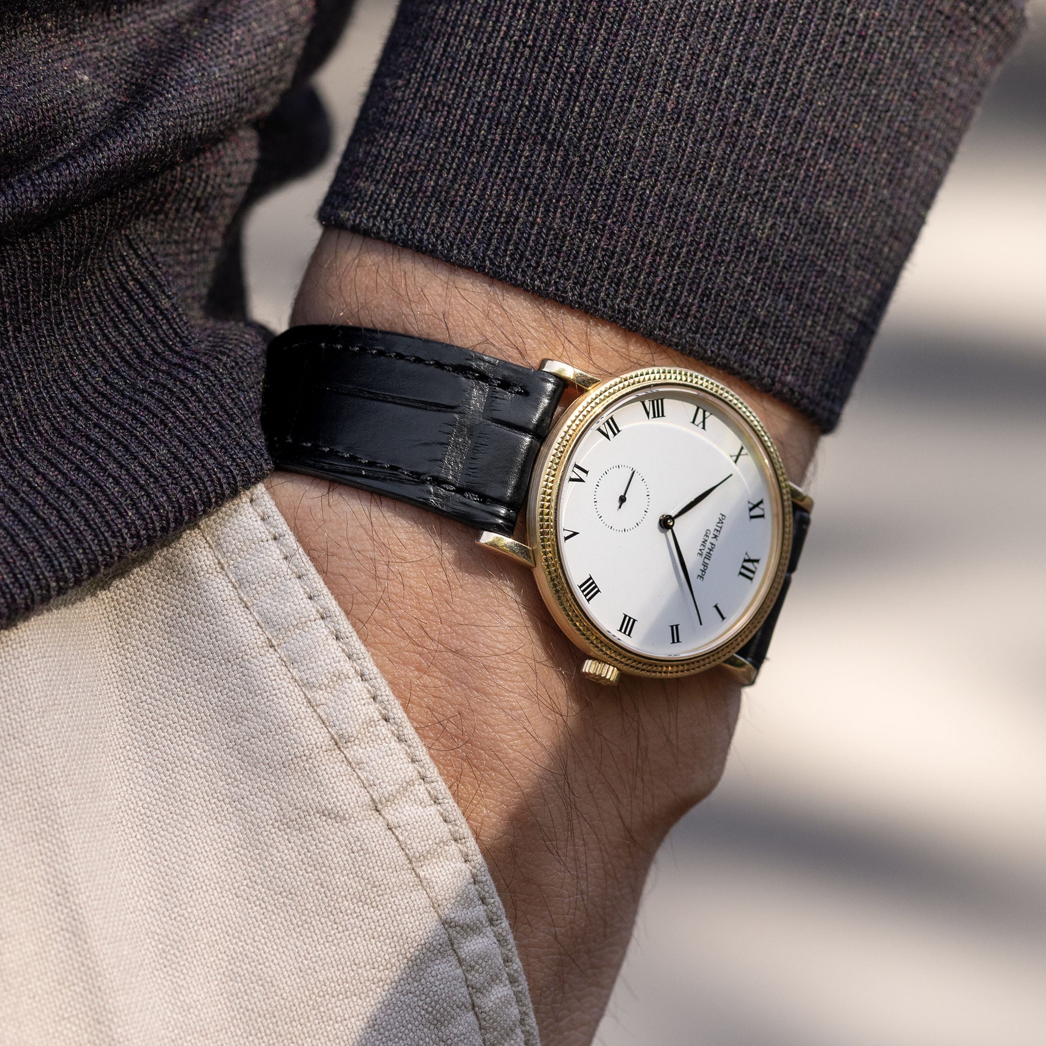 Strap for Patek Philippe Calatrava - Black Premium Full-Cut Alligator