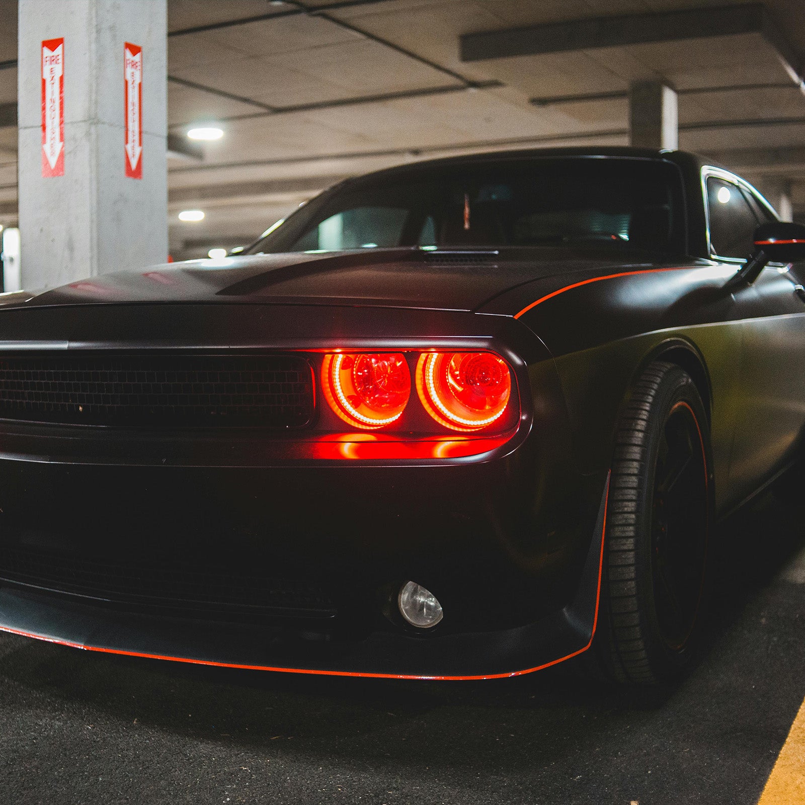 black_mat_Red_muscle_Car_usa